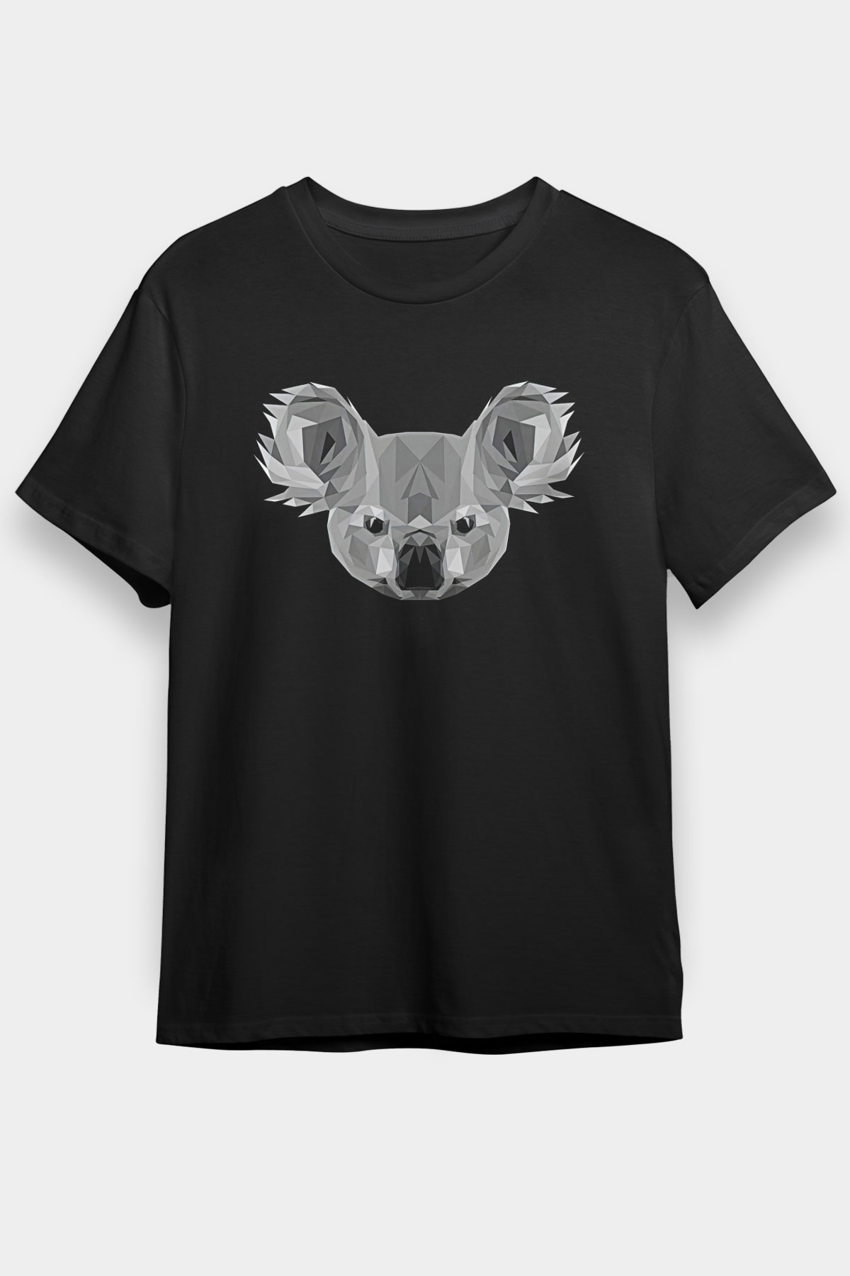 Koala Baskılı Unisex Siyah Tişört - Tshirt