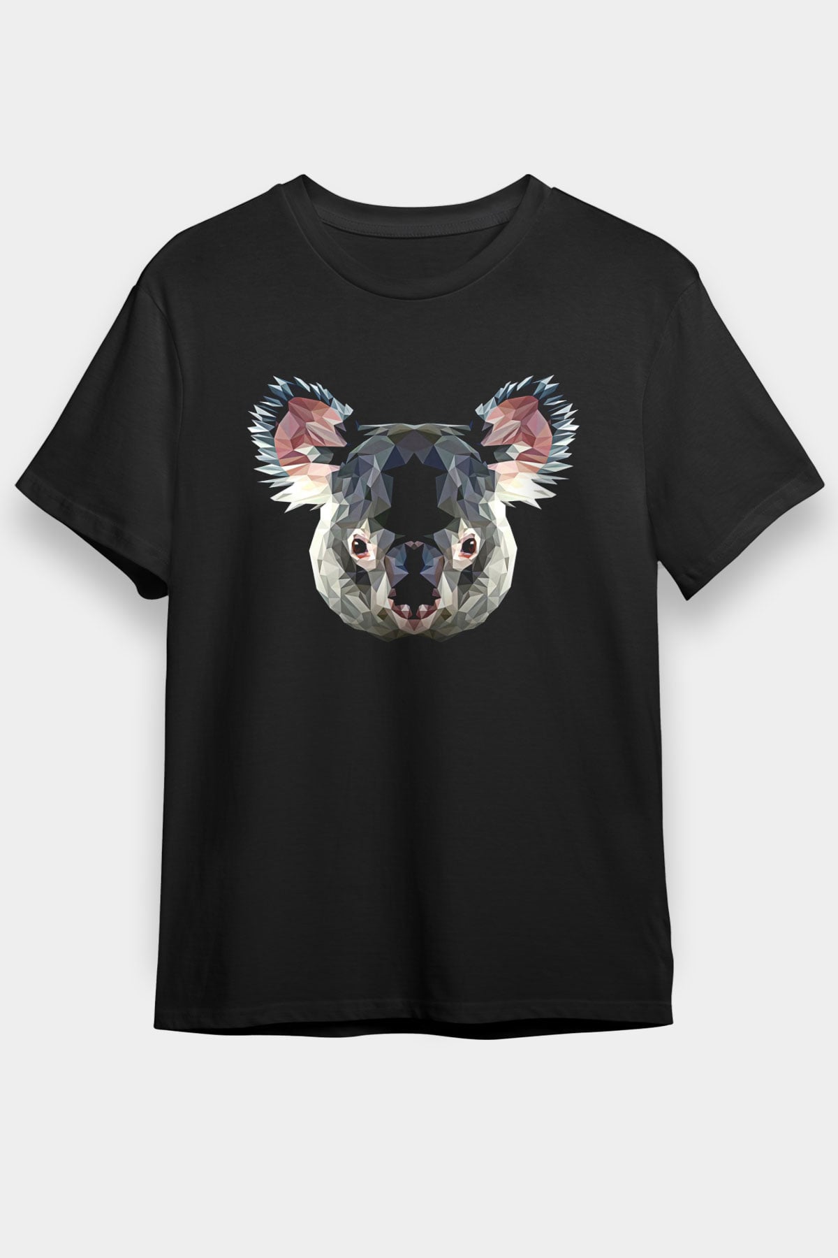Koala Baskılı Unisex Siyah Tişört - Tshirt