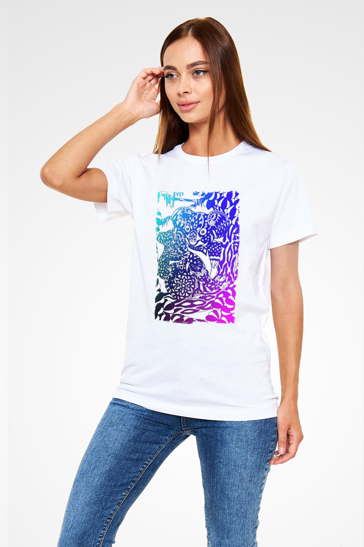 Koala Unisex Baskılı Beyaz Tişört - Tshirt