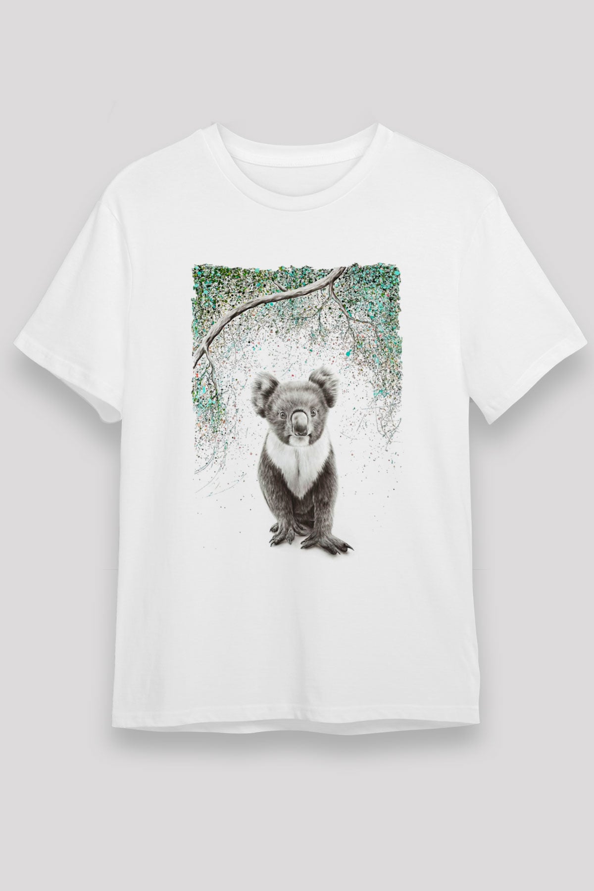 Koala Unisex Baskılı Beyaz Tişört - Tshirt