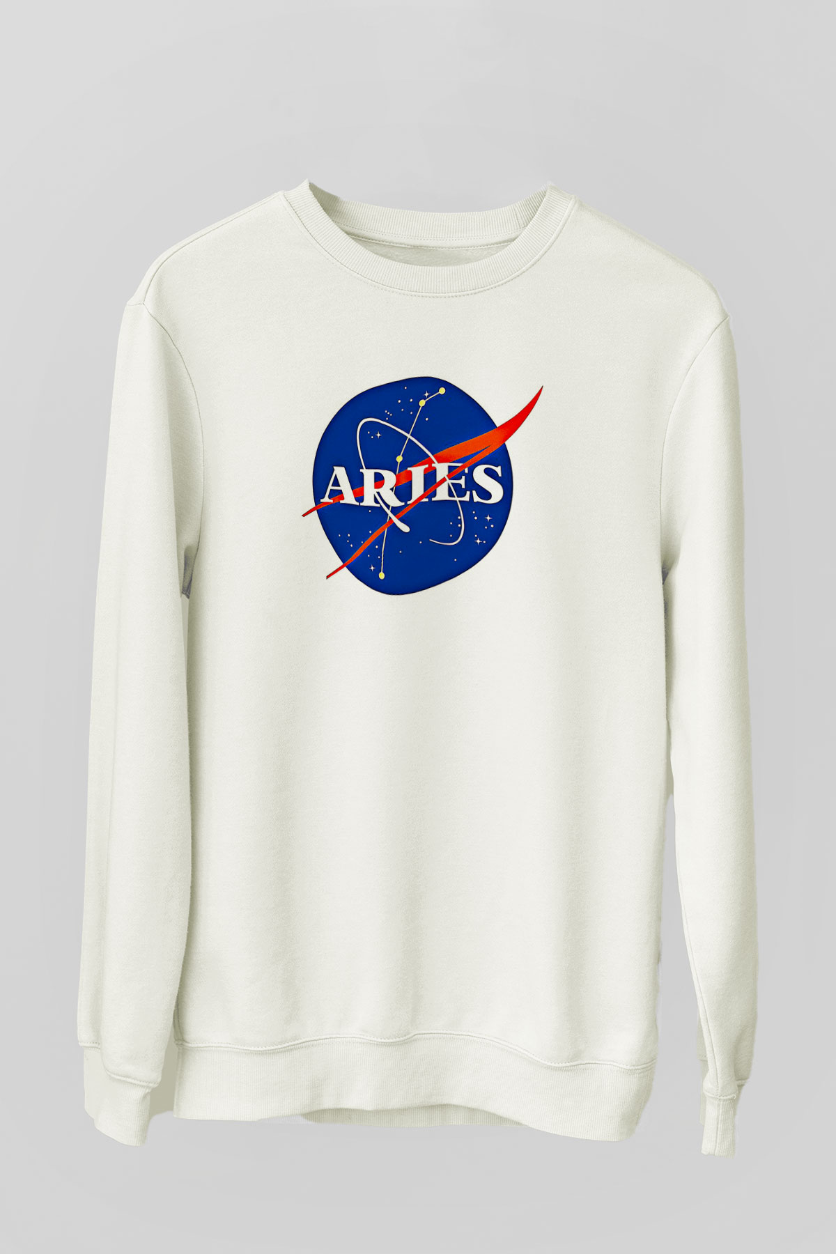 Koç Burcu Baskılı Beyaz Unisex Sweatshirt