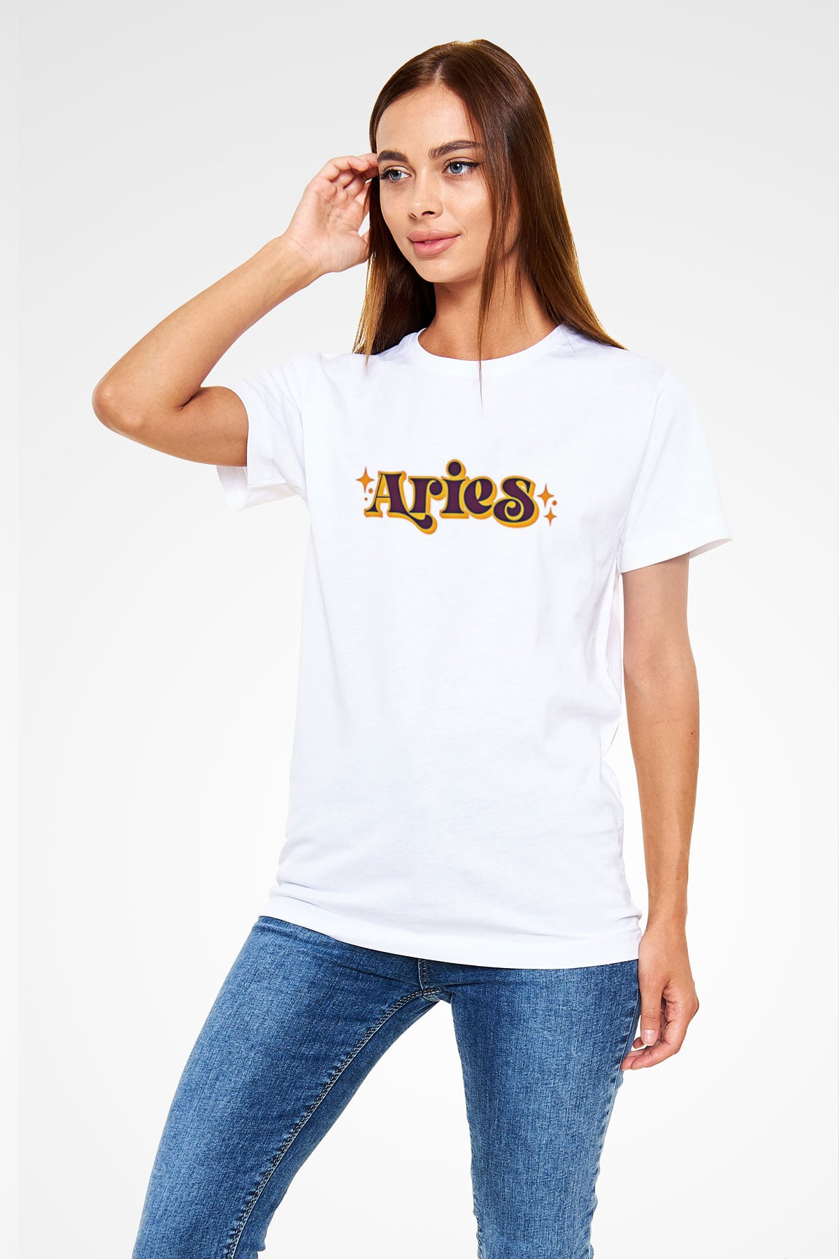 Koç Burcu Unisex Baskılı Beyaz Tişört - Tshirt