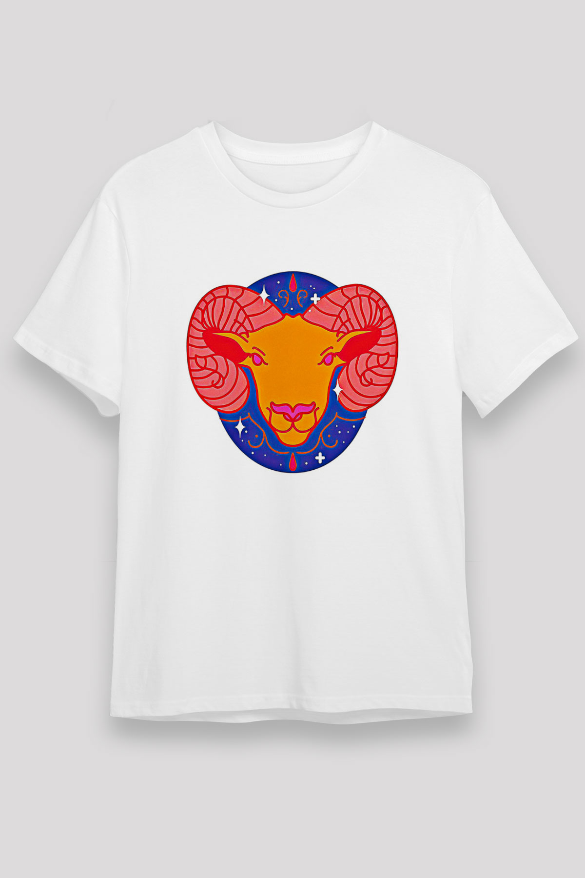 Koç Burcu Unisex Baskılı Beyaz Tişört - Tshirt