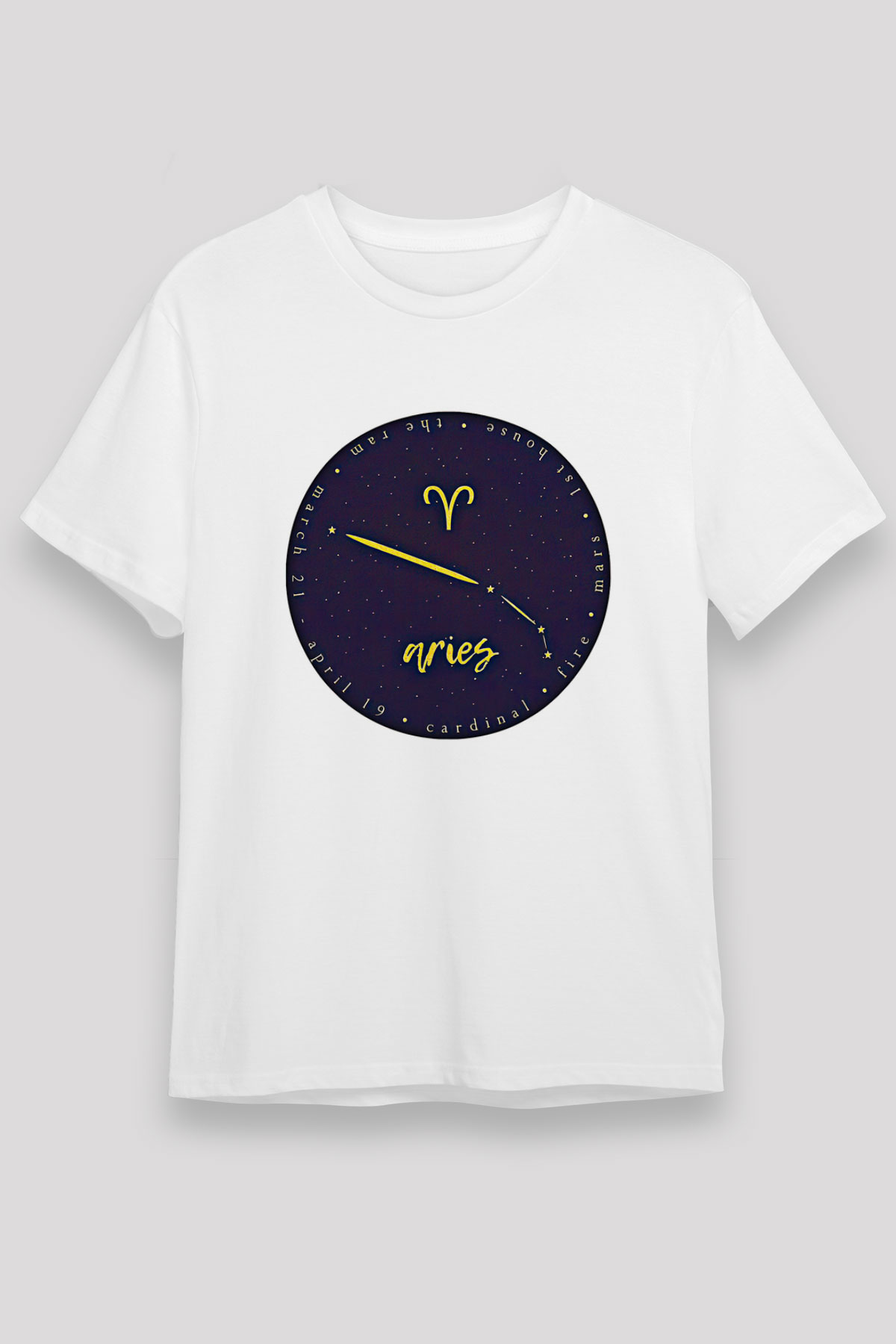 Koç Burcu Unisex Baskılı Beyaz Tişört - Tshirt