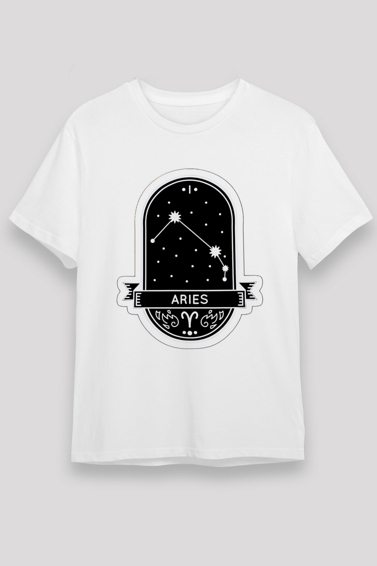 Koç Burcu Unisex Baskılı Beyaz Tişört - Tshirt