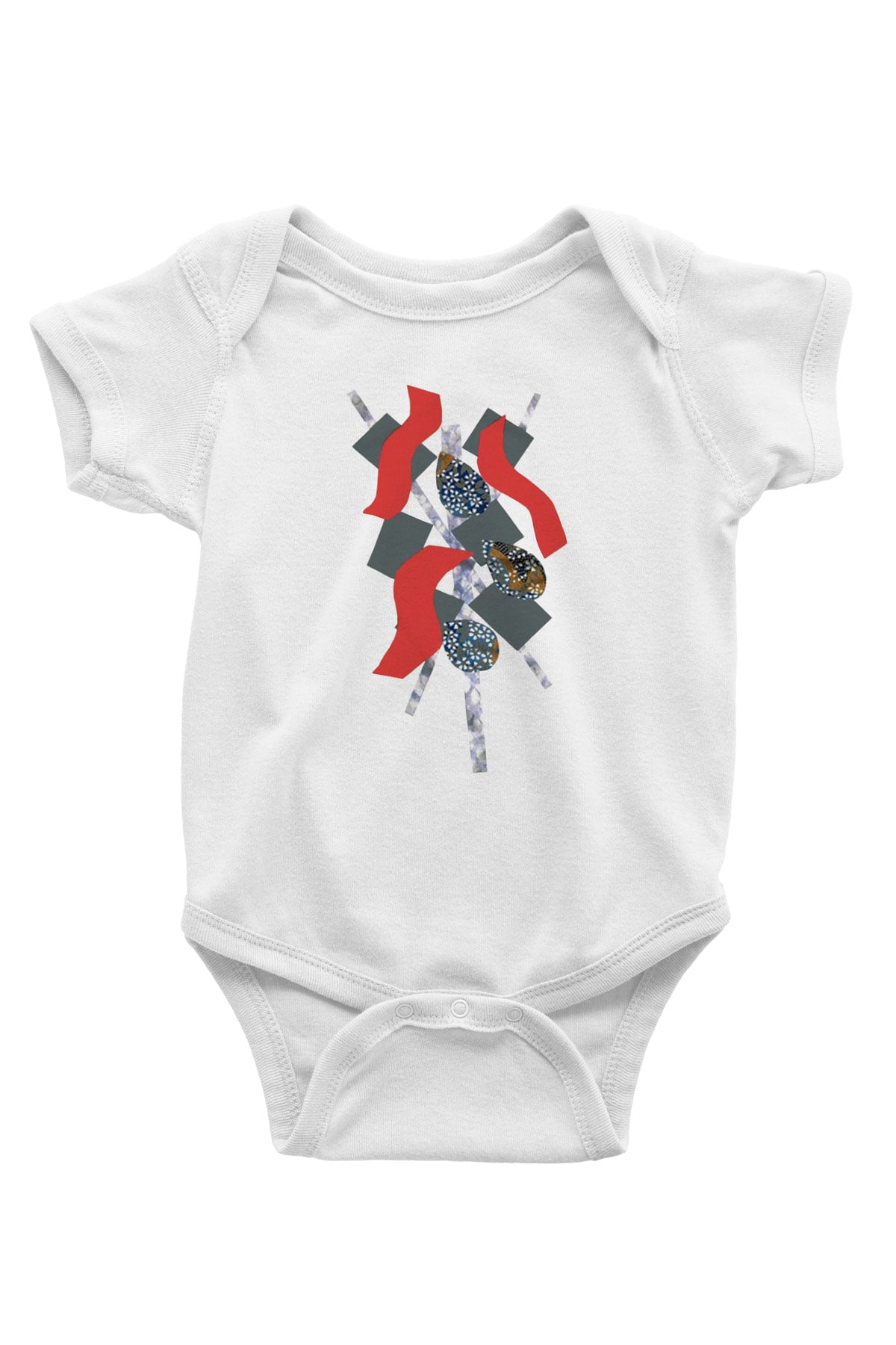 Kolaj Baskılı Beyaz Unisex Bebek Body - Zıbın