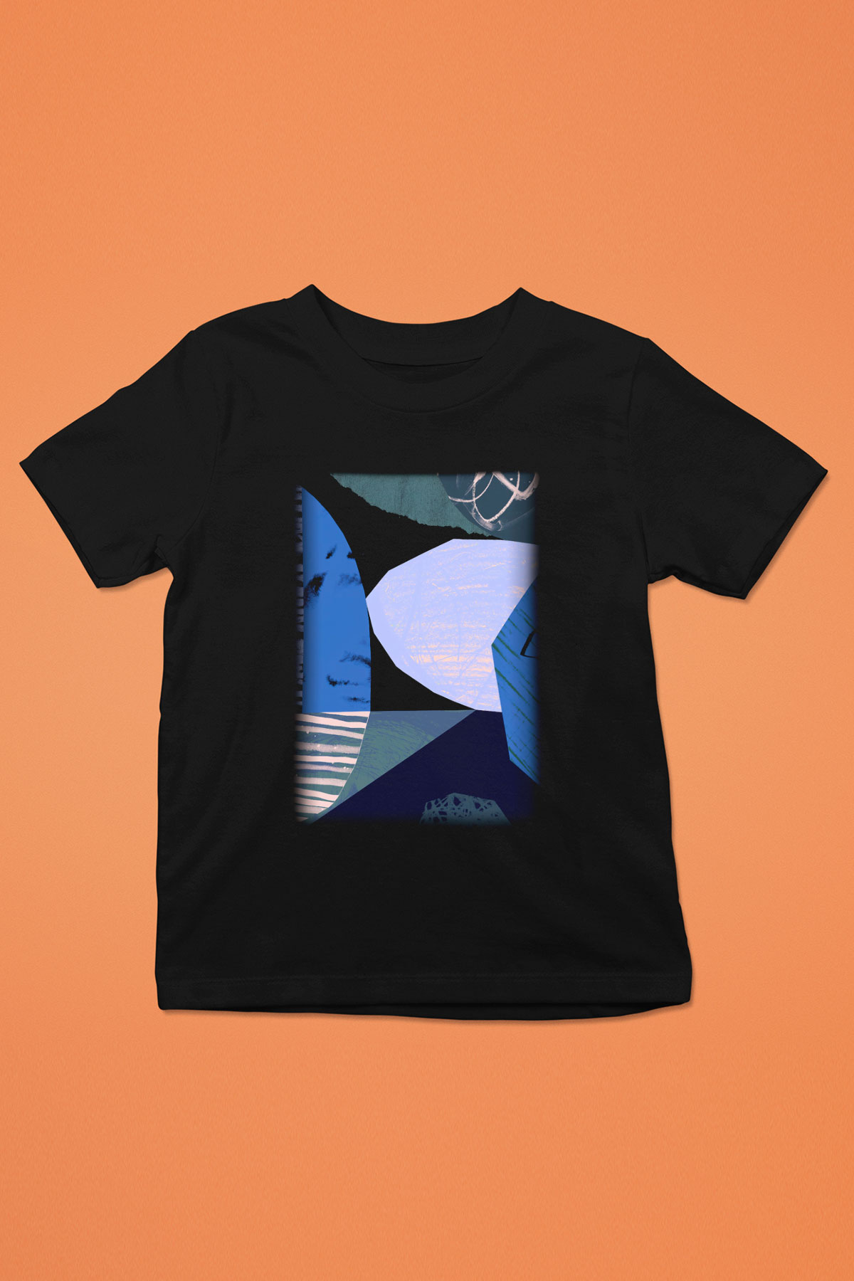 Kolaj Baskılı Siyah Unisex Çocuk Tişört
