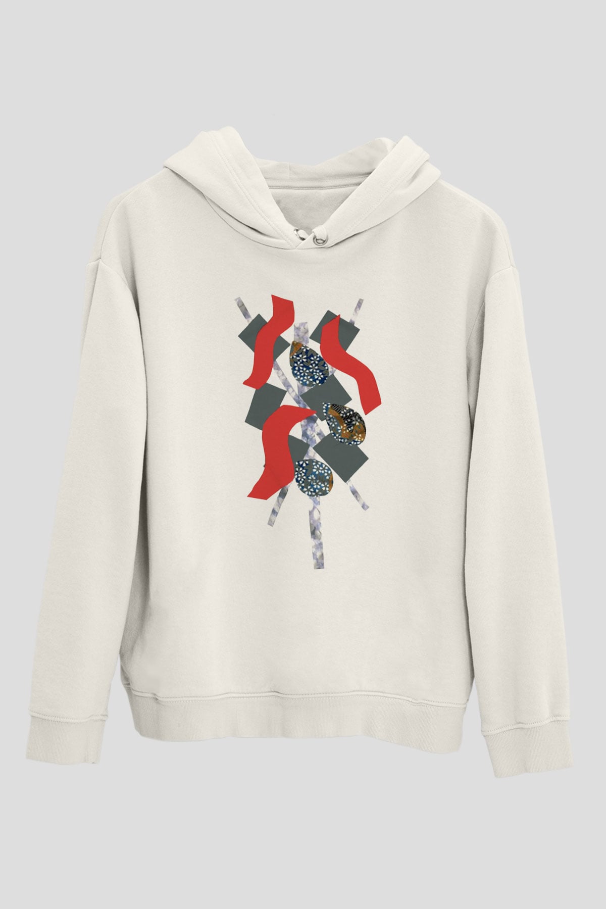 Kolaj Beyaz Unisex Kapşonlu Sweatshirt