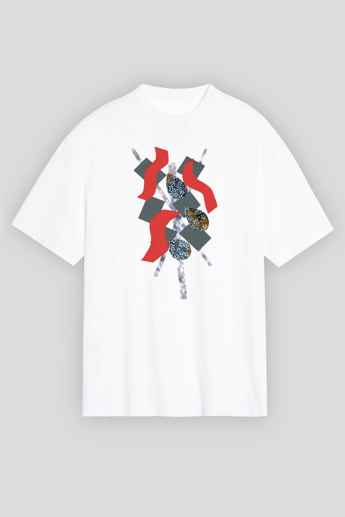 Kolaj Beyaz Unisex Oversize Tişört T-Shirt
