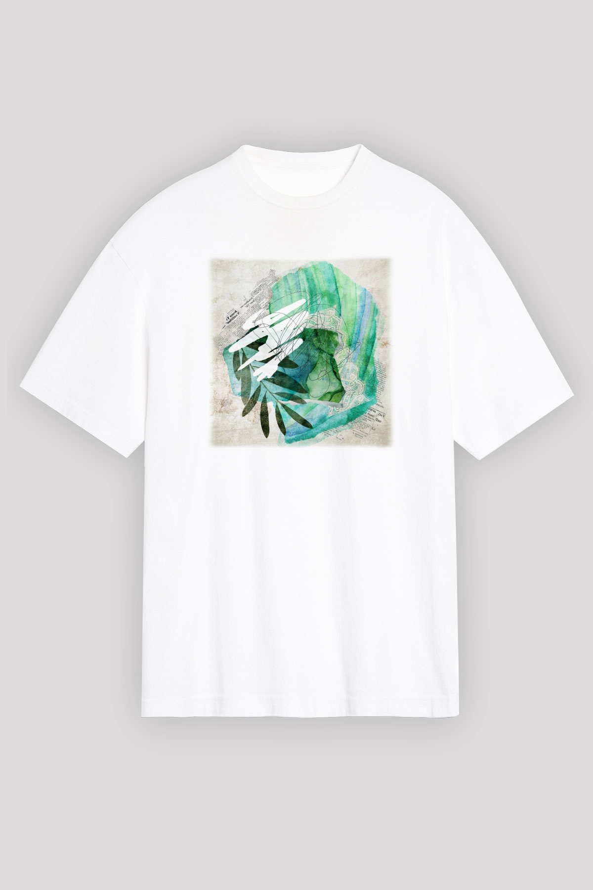 Kolaj Beyaz Unisex Oversize Tişört T-Shirt