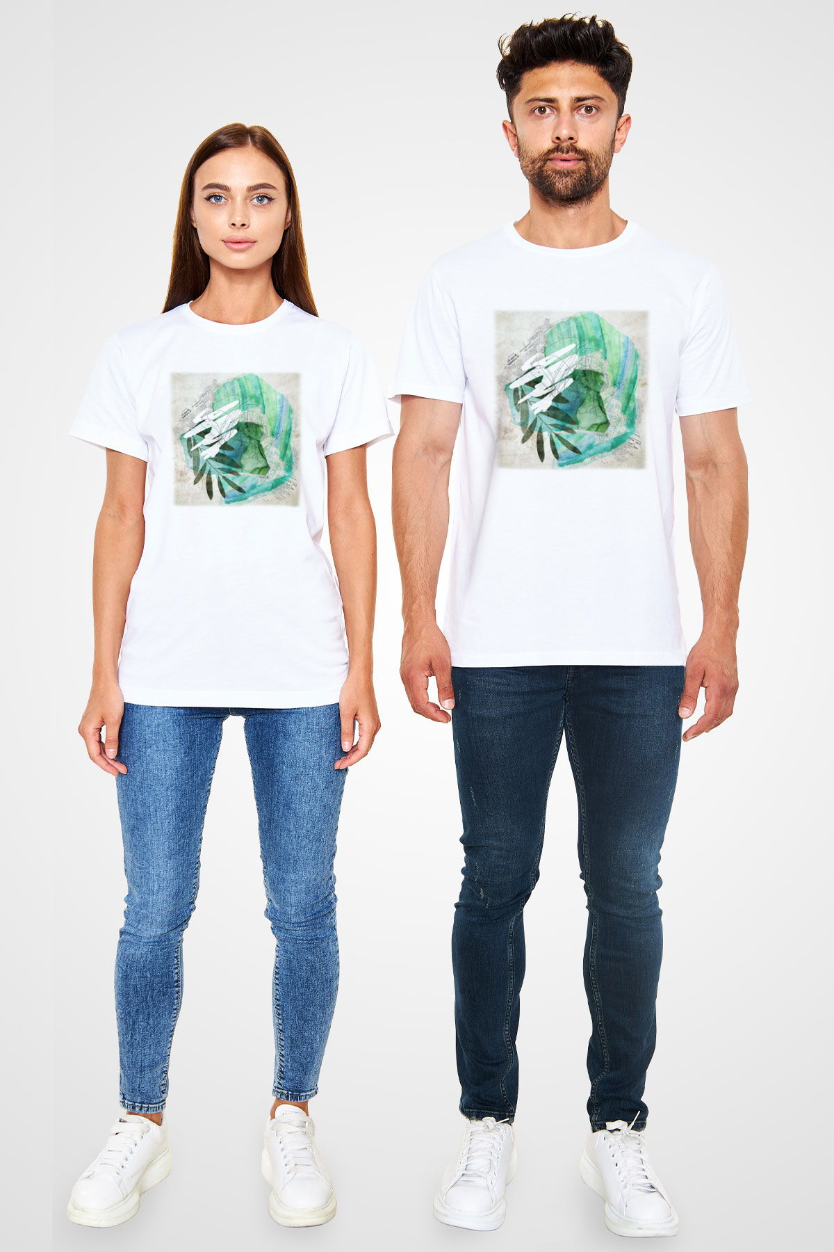 Kolaj Beyaz Unisex Tişört T-Shirt - TişörtFabrikası