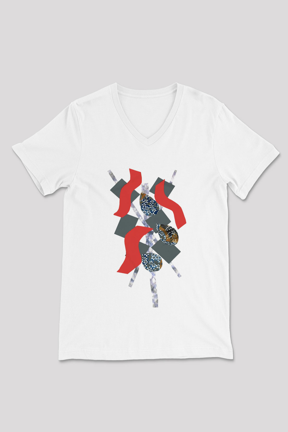 Kolaj Beyaz Unisex V Yaka Tişört T-Shirt