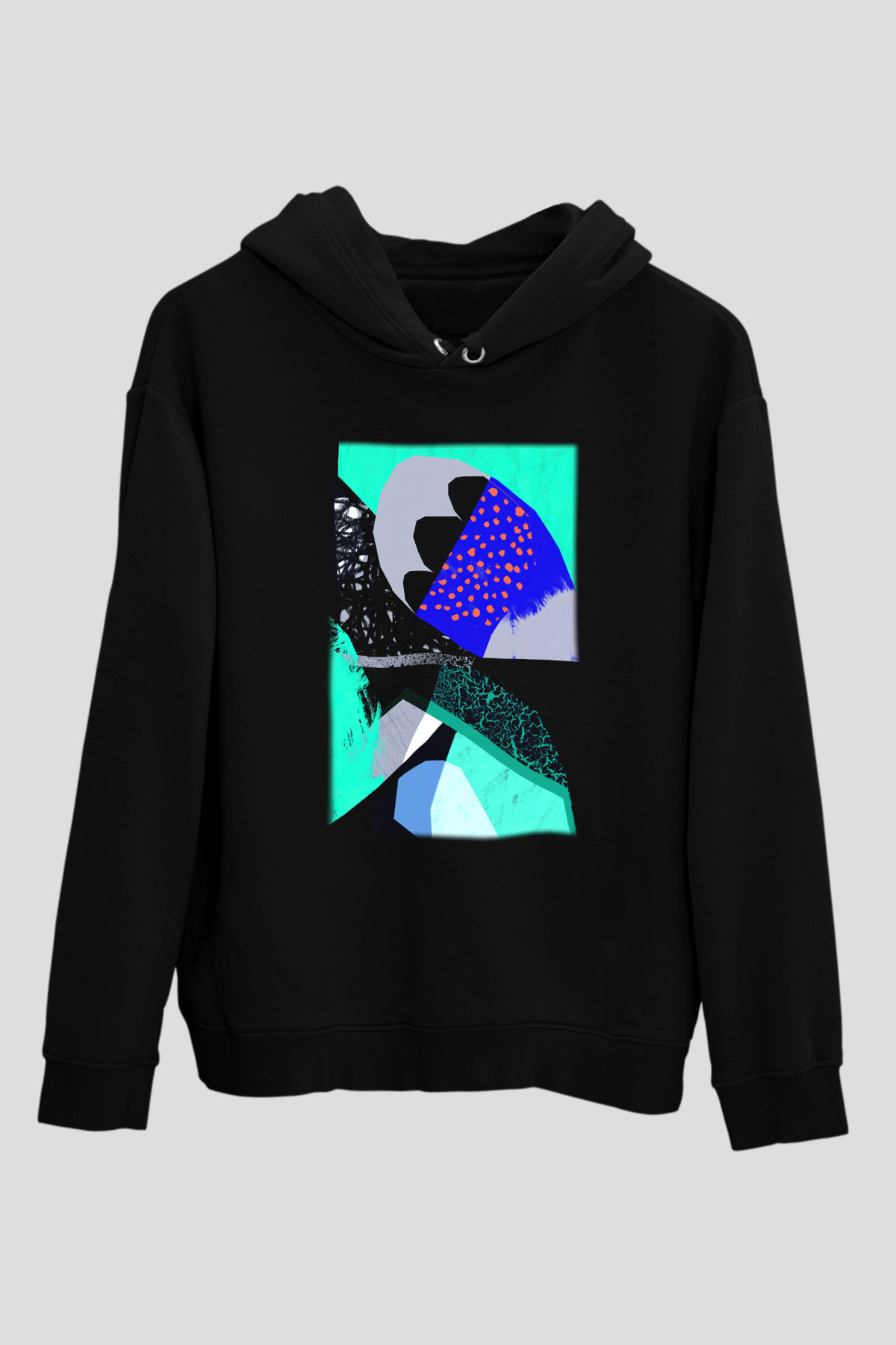 Kolaj Siyah Unisex Hoodie