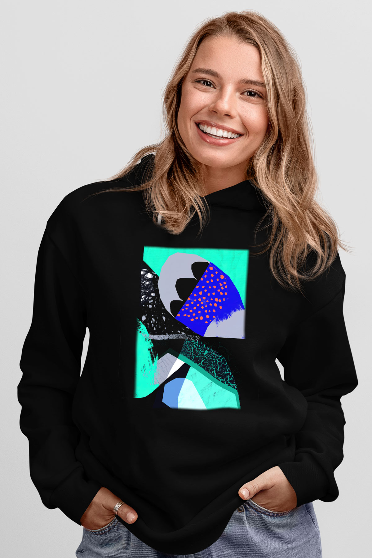 Kolaj Siyah Unisex Hoodie