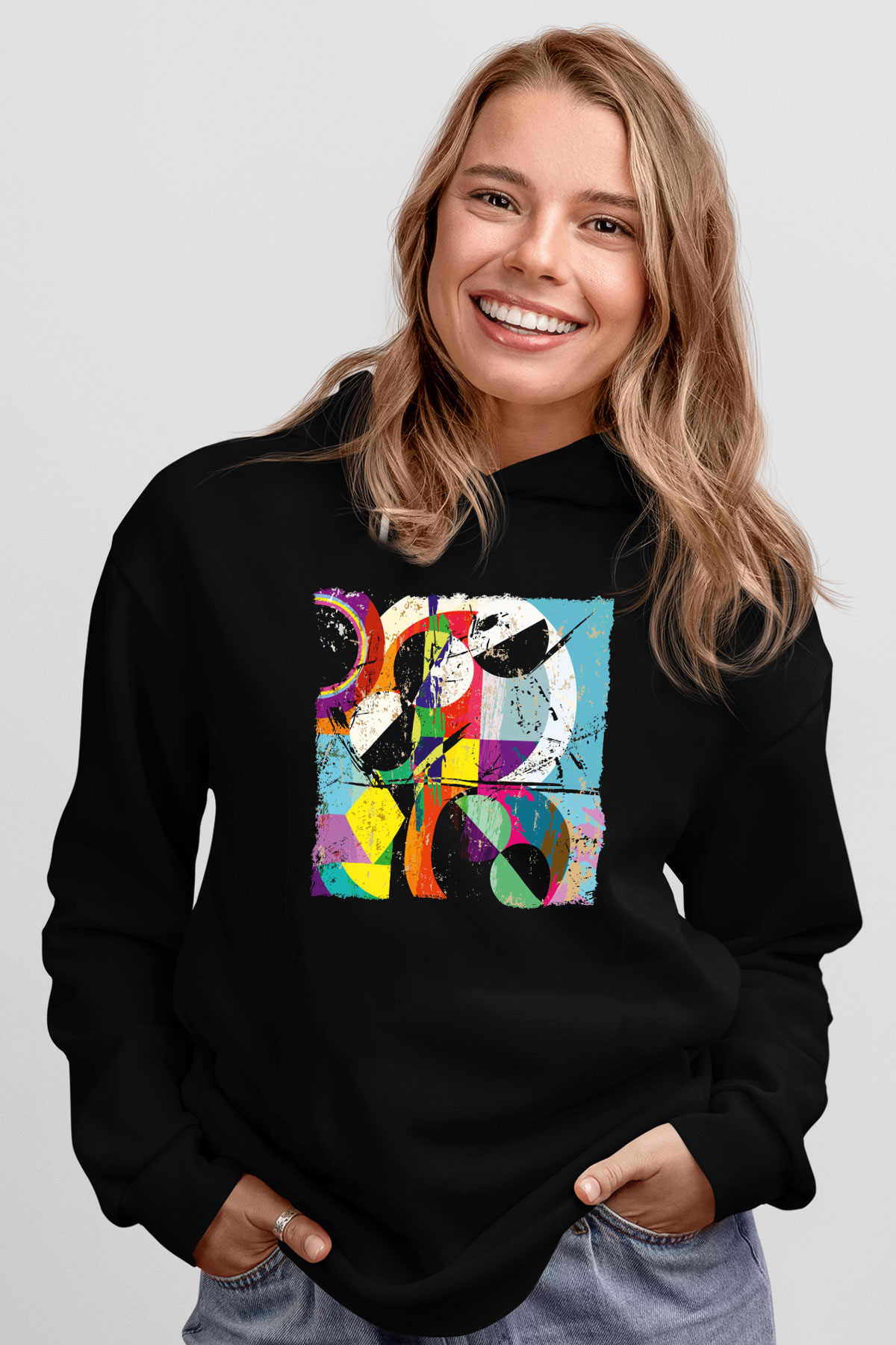 Kolaj Siyah Unisex Hoodie