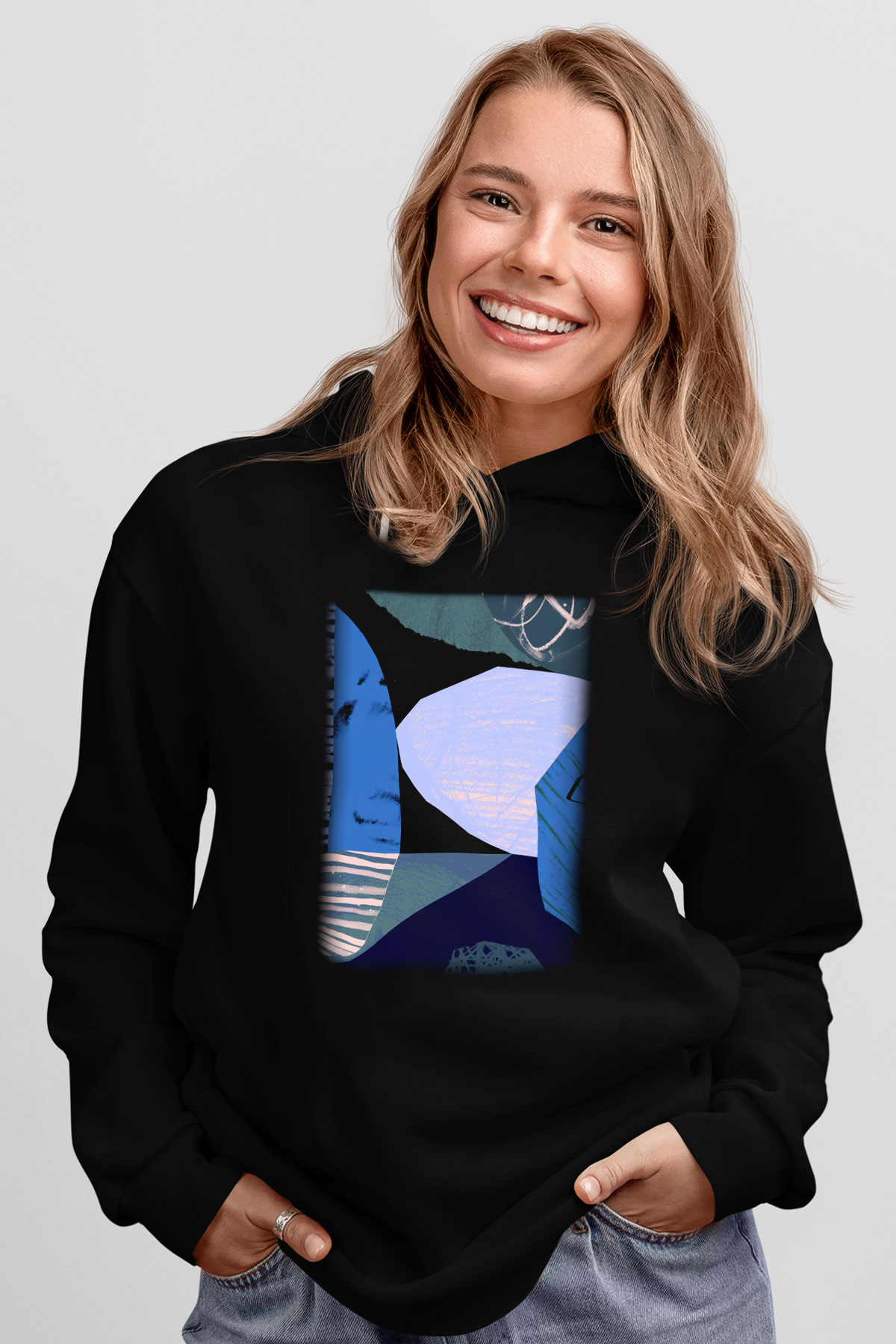 Kolaj Siyah Unisex Hoodie
