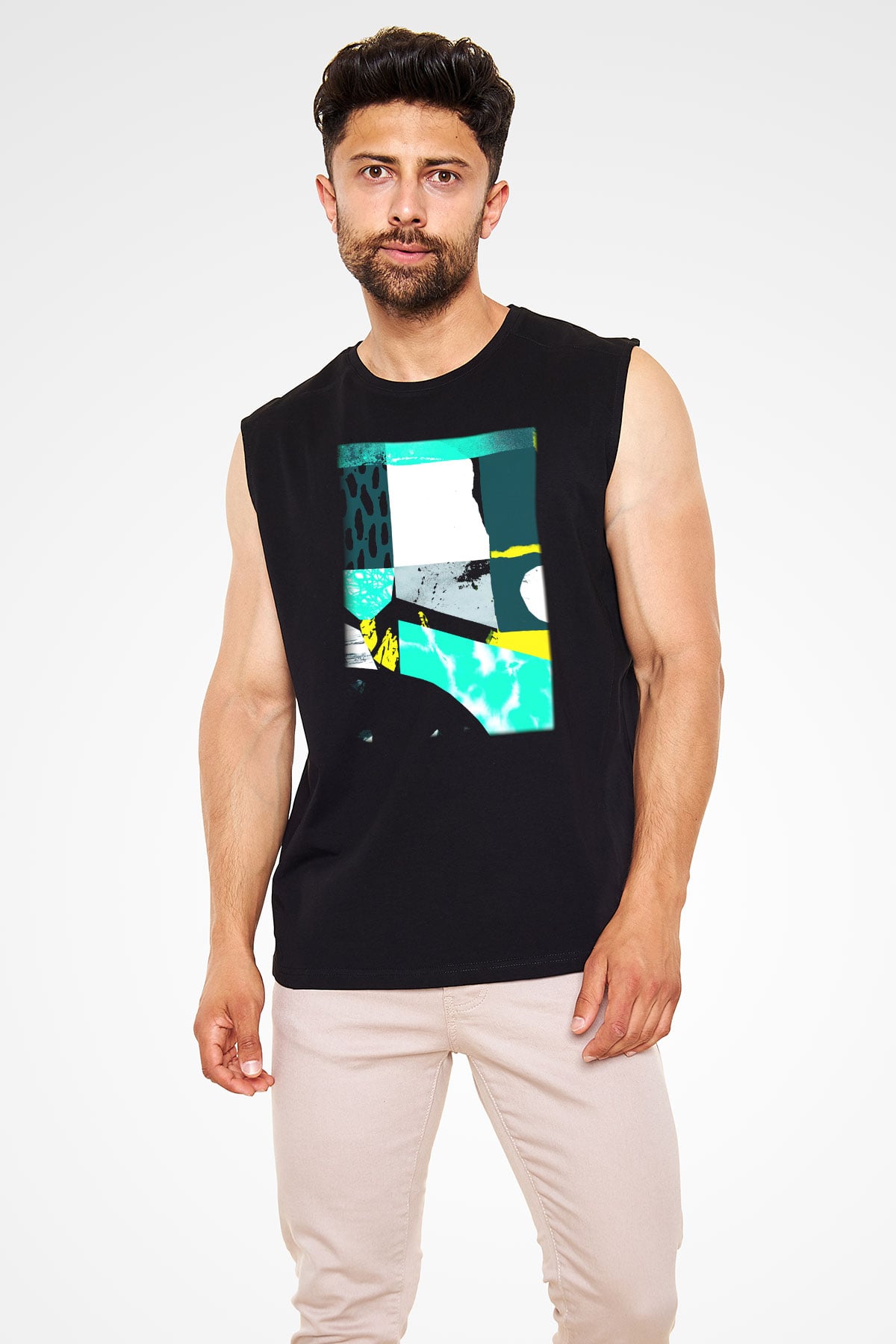 Kolaj Siyah Unisex Kolsuz Tişört