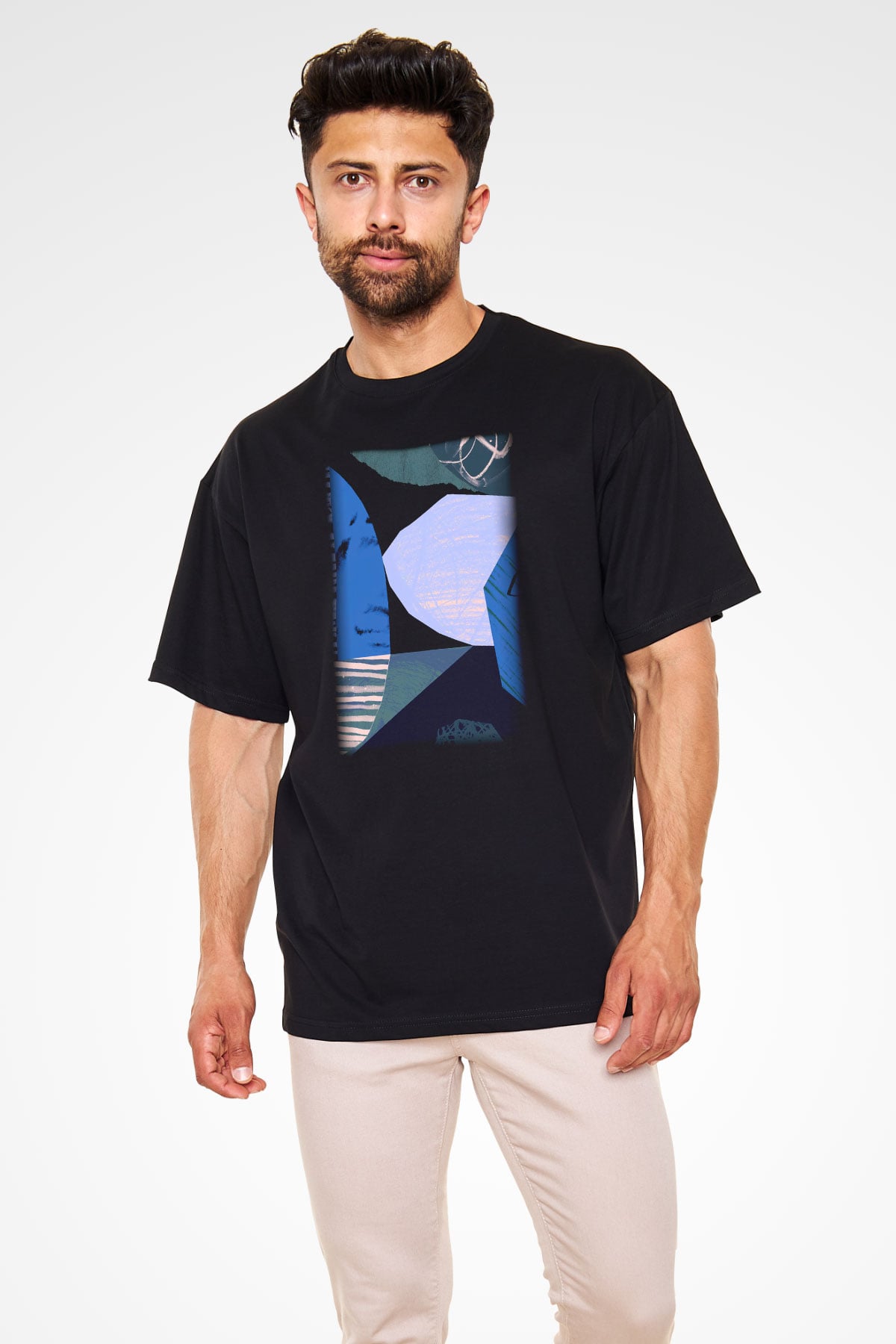 Kolaj Siyah Unisex Oversize Tişört T-Shirt