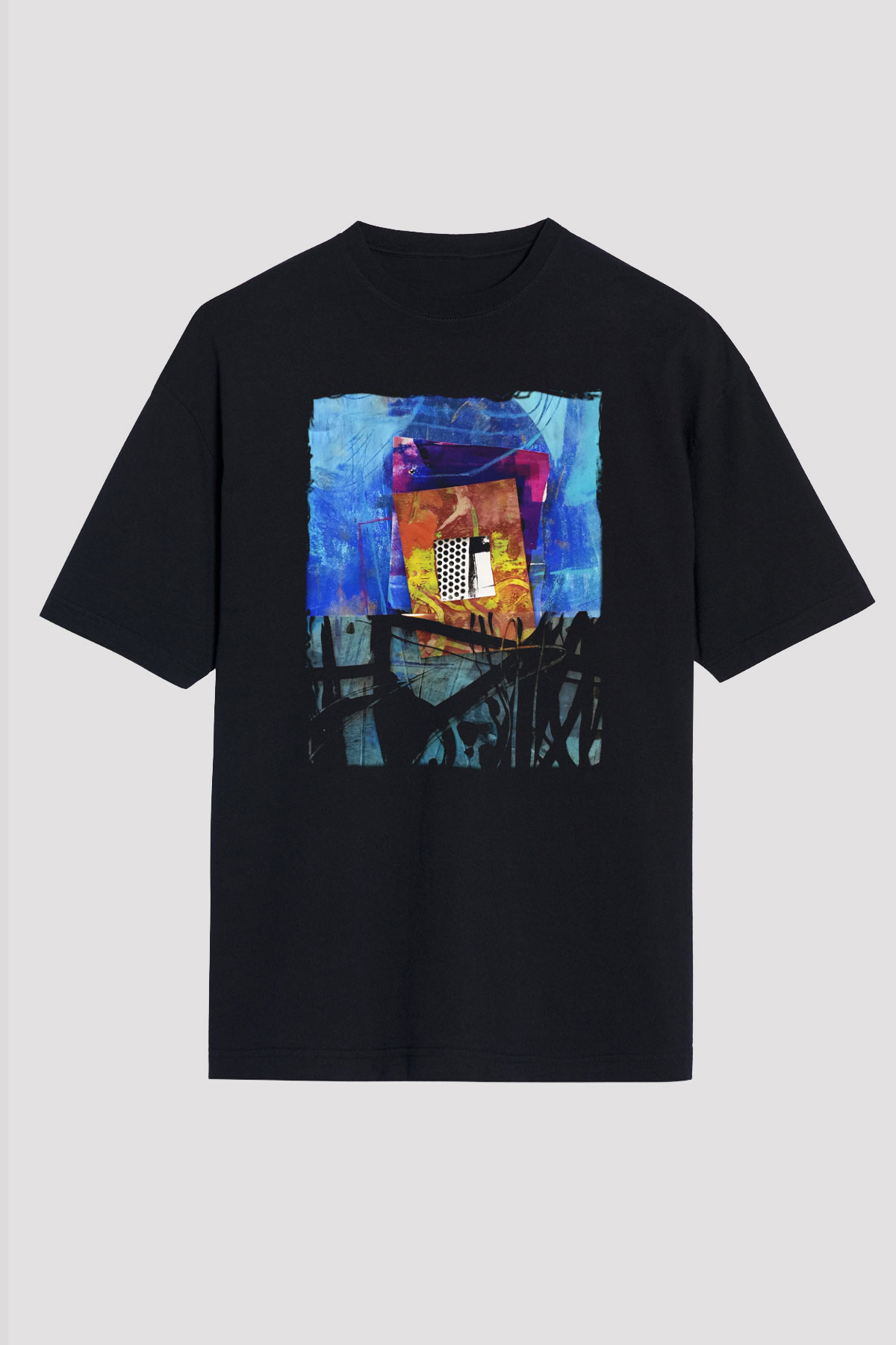 Kolaj Siyah Unisex Oversize Tişört T-Shirt