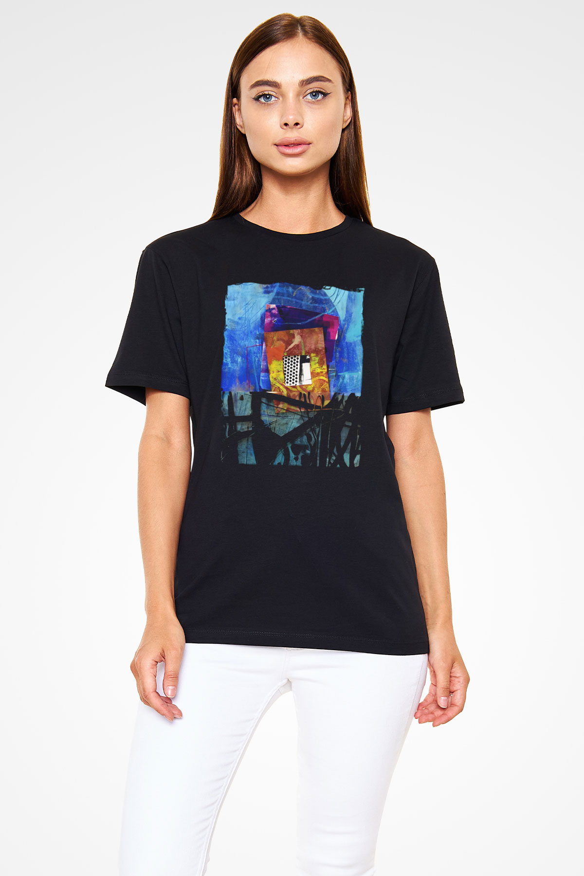 Kolaj Siyah Unisex Tişört T-Shirt - TişörtFabrikası