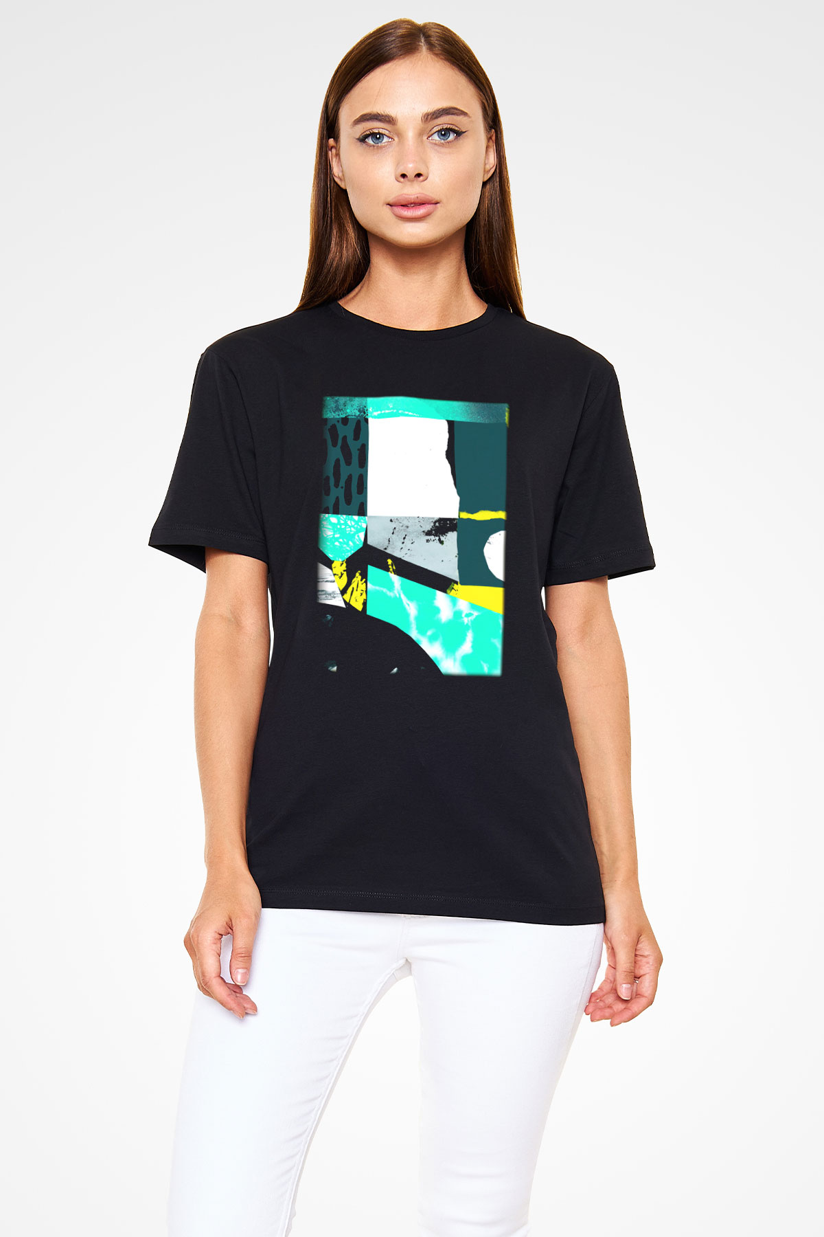 Kolaj Siyah Unisex Tişört T-Shirt - TişörtFabrikası