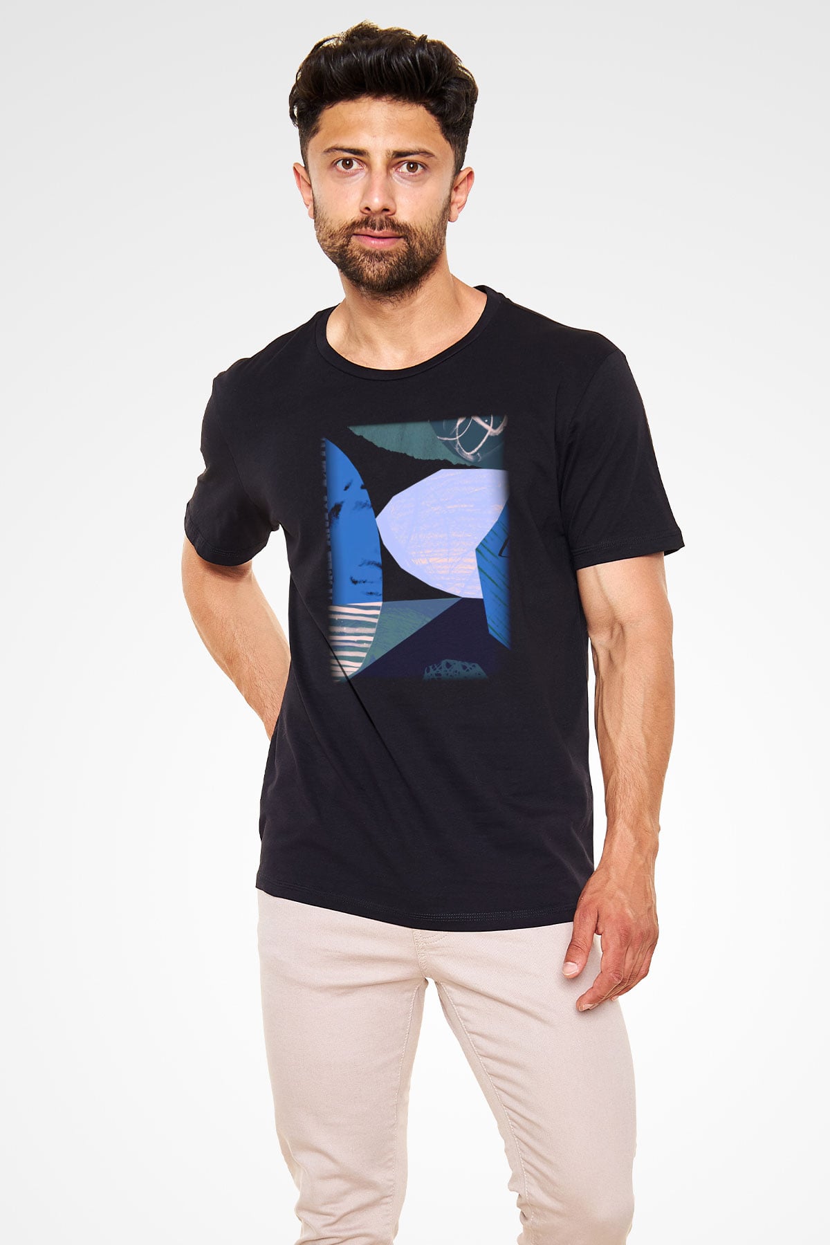 Kolaj Siyah Unisex Tişört T-Shirt - TişörtFabrikası