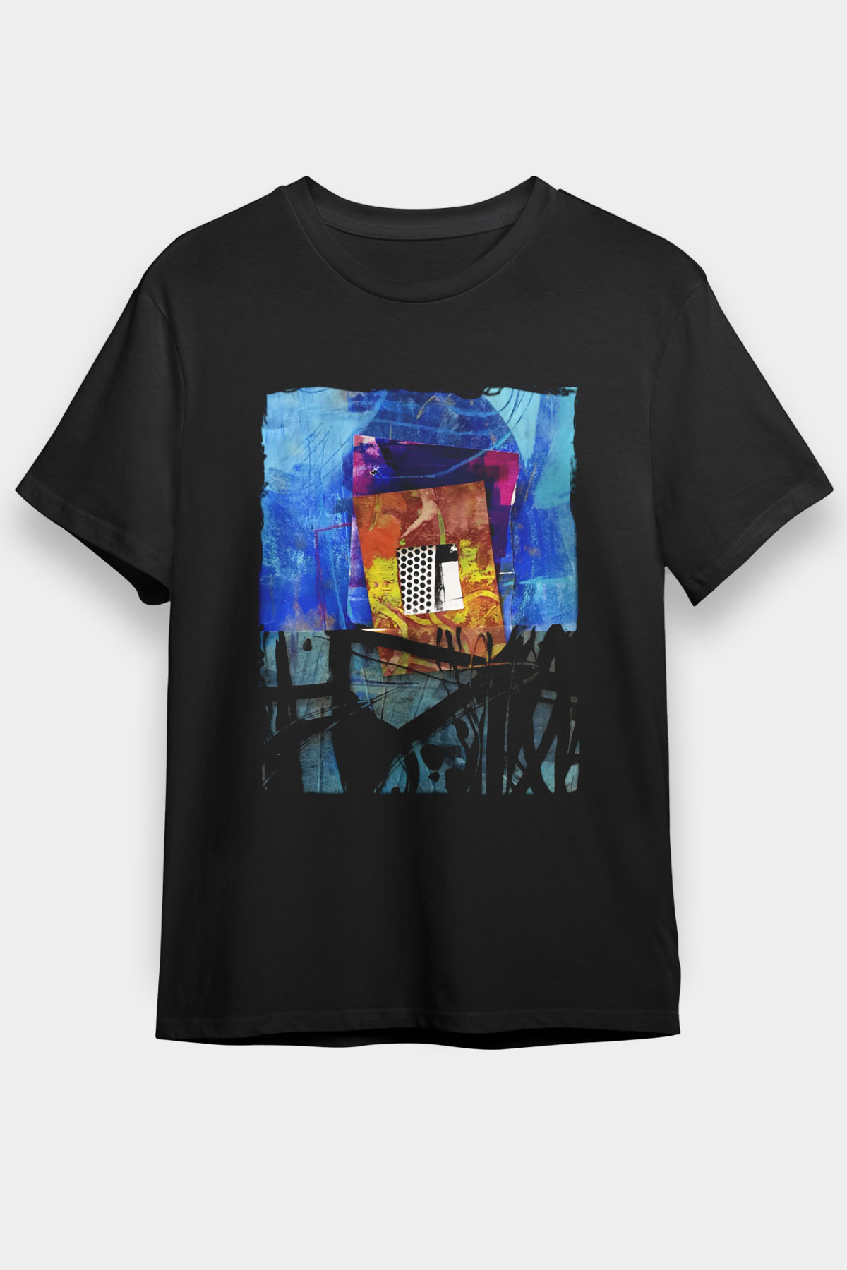 Kolaj Siyah Unisex Tişört T-Shirt - TişörtFabrikası