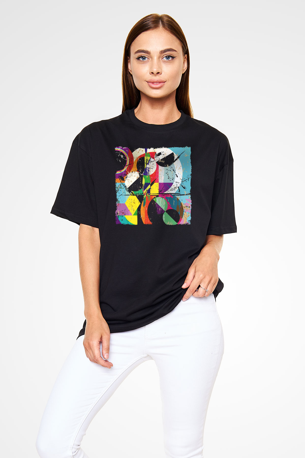 Kolaj Siyah Oversize Tişört Oversize T-shirt - TişörtFabrikası
