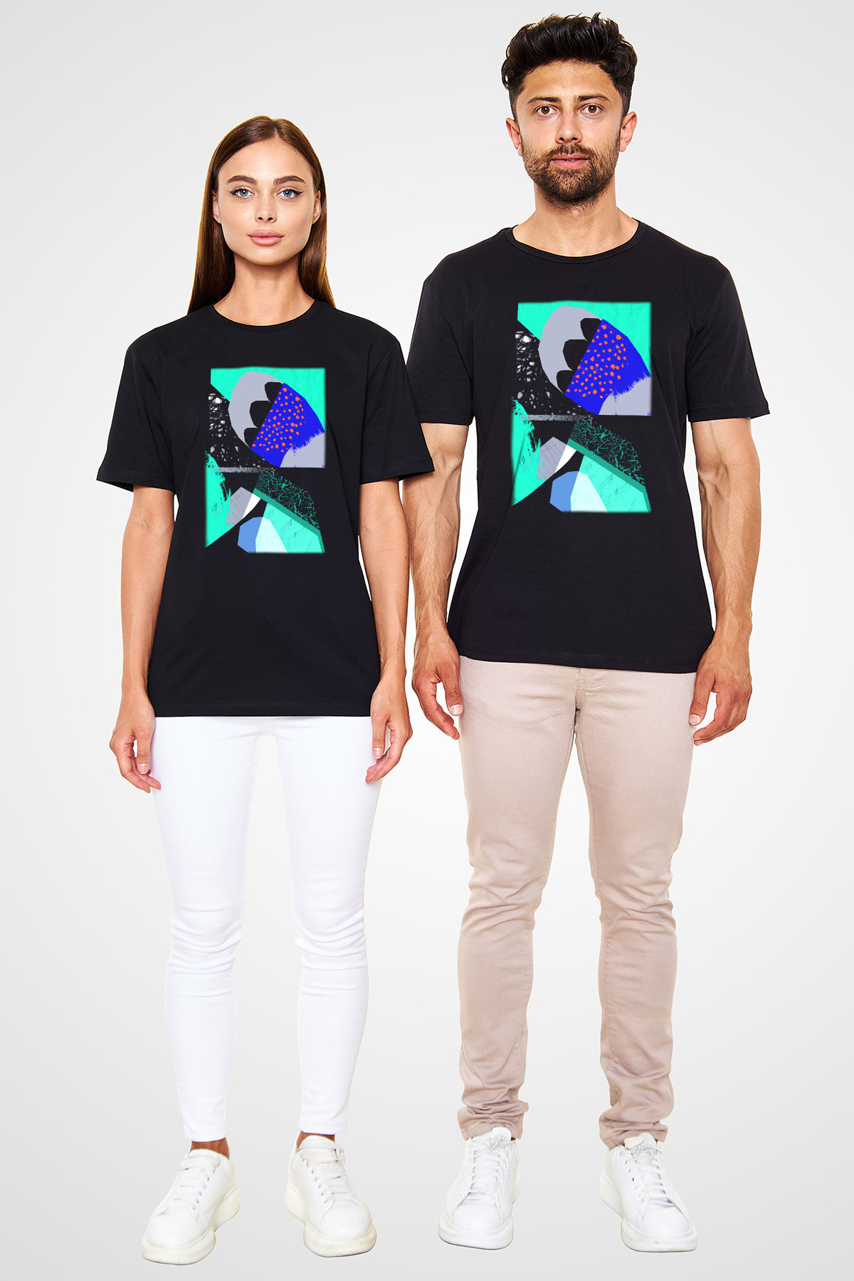 Kolaj Siyah Unisex Tişört T-Shirt - TişörtFabrikası