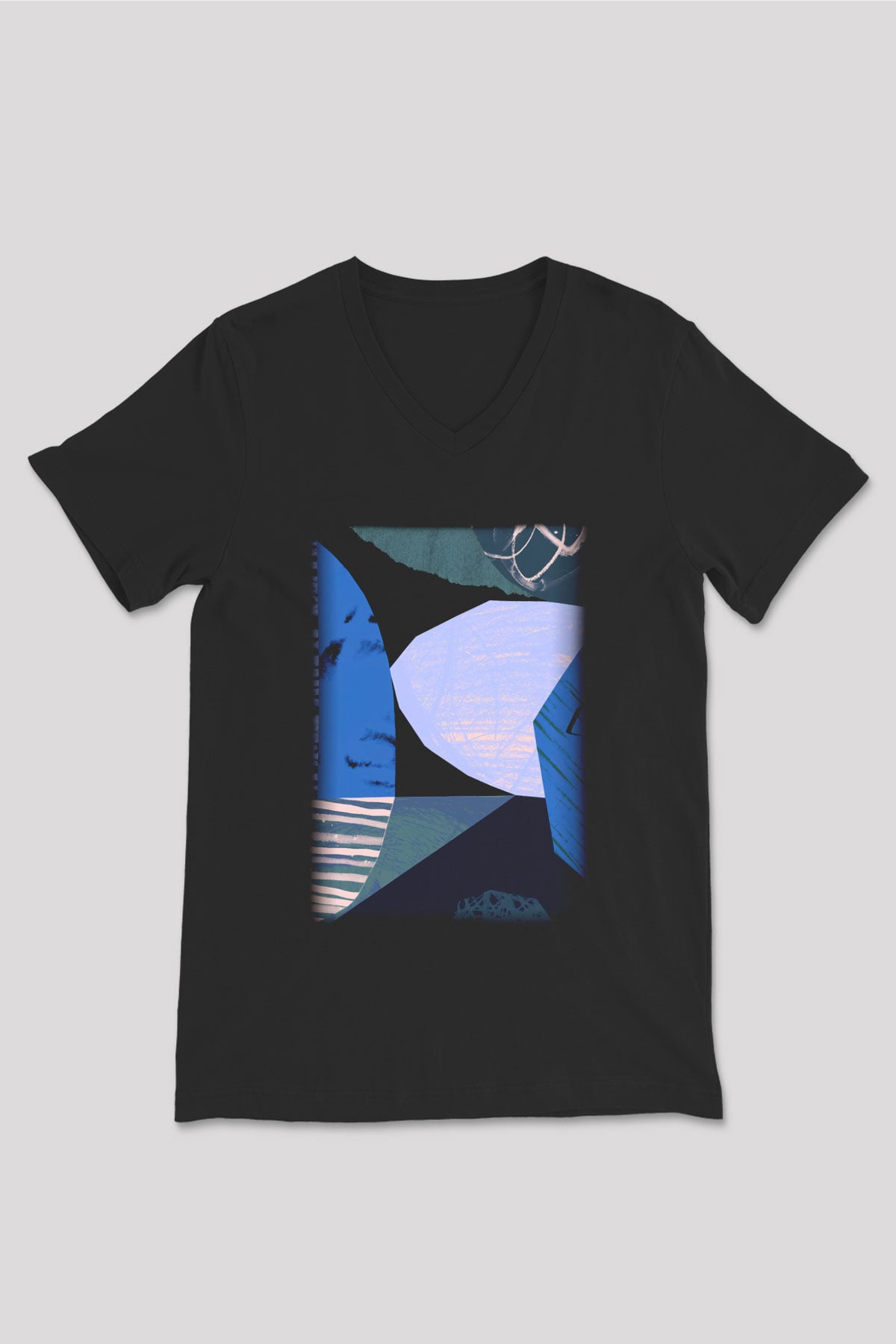 Kolaj Siyah Unisex V Yaka Tişört T-Shirt