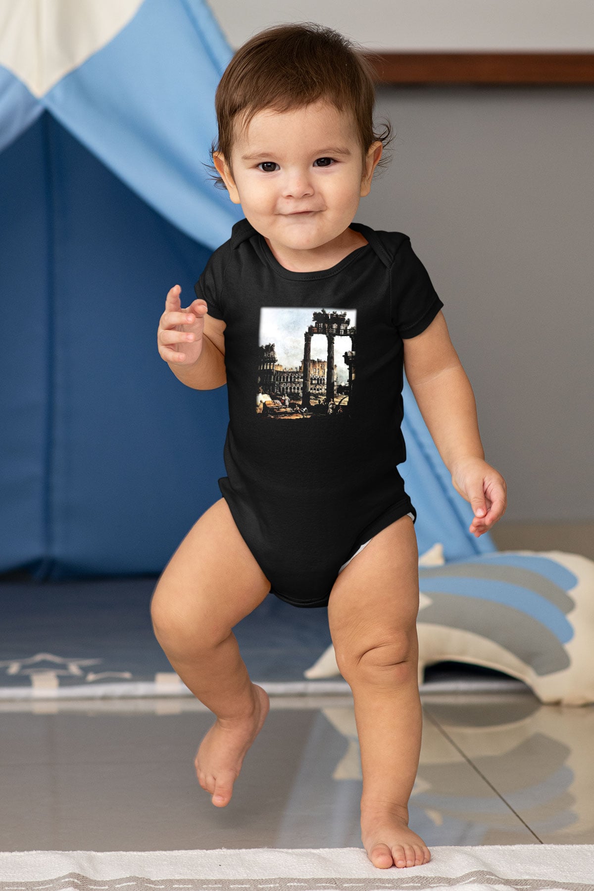 Kolezyum Baskılı Siyah Bebek Body - Zıbın