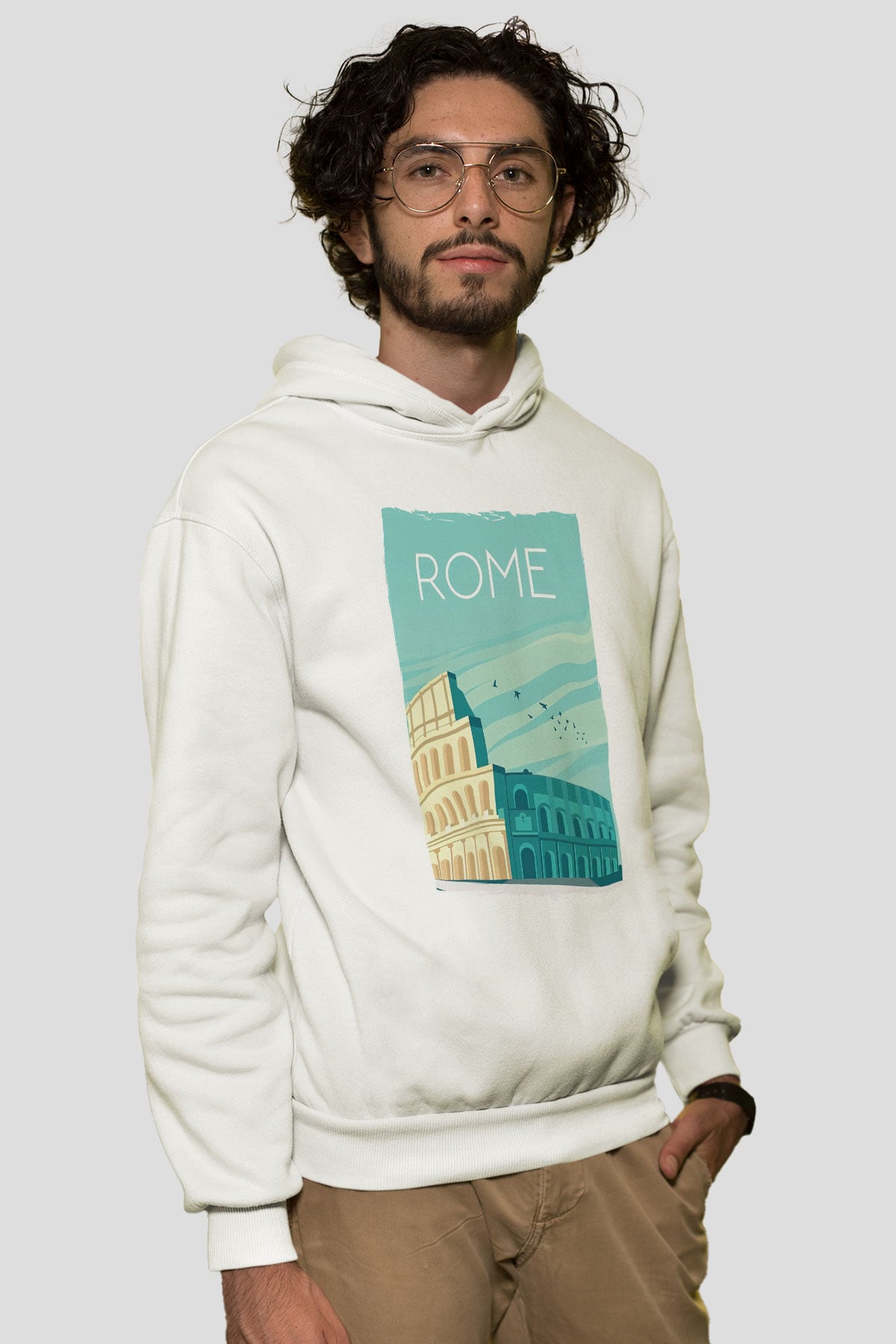 Kolezyum Beyaz Unisex Hoodie