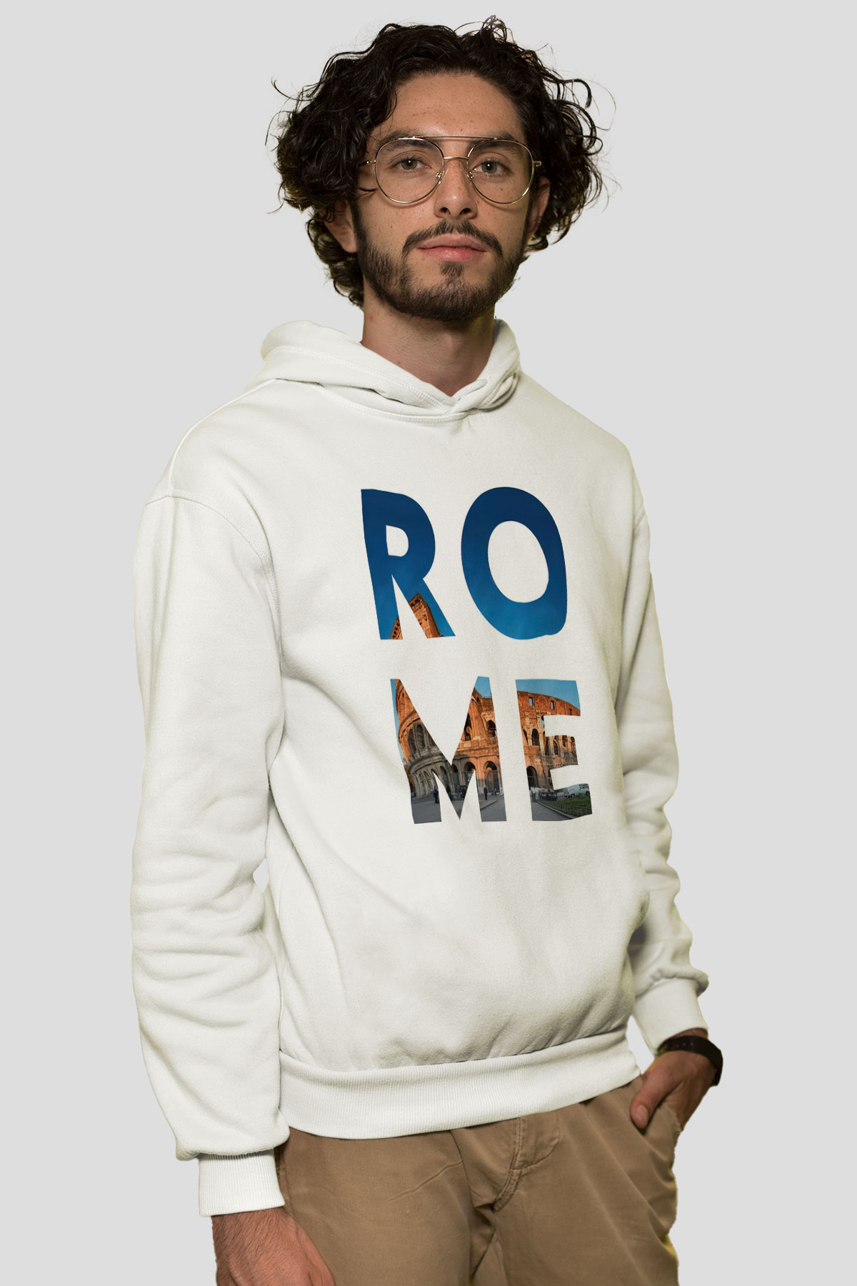 Kolezyum Beyaz Unisex Hoodie