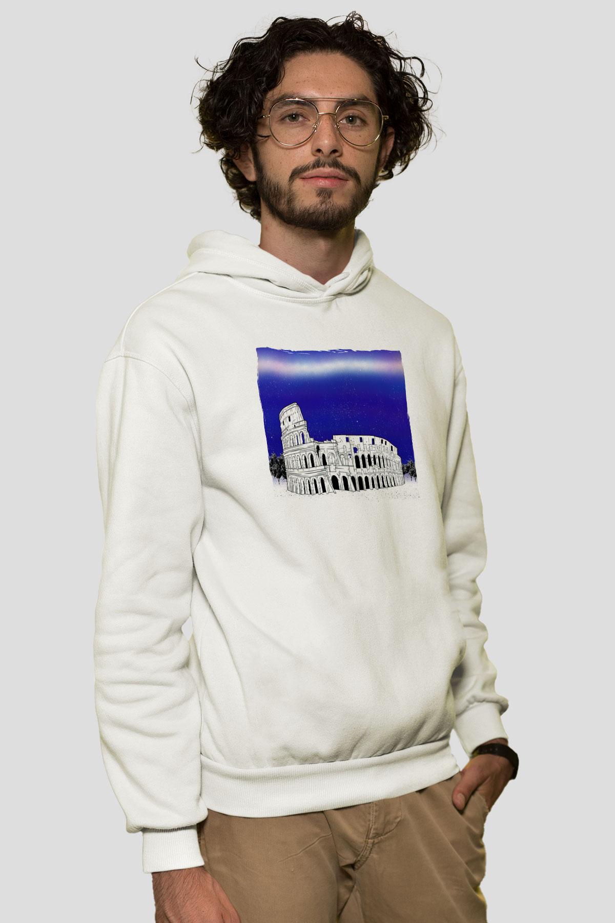 Kolezyum Beyaz Unisex Hoodie