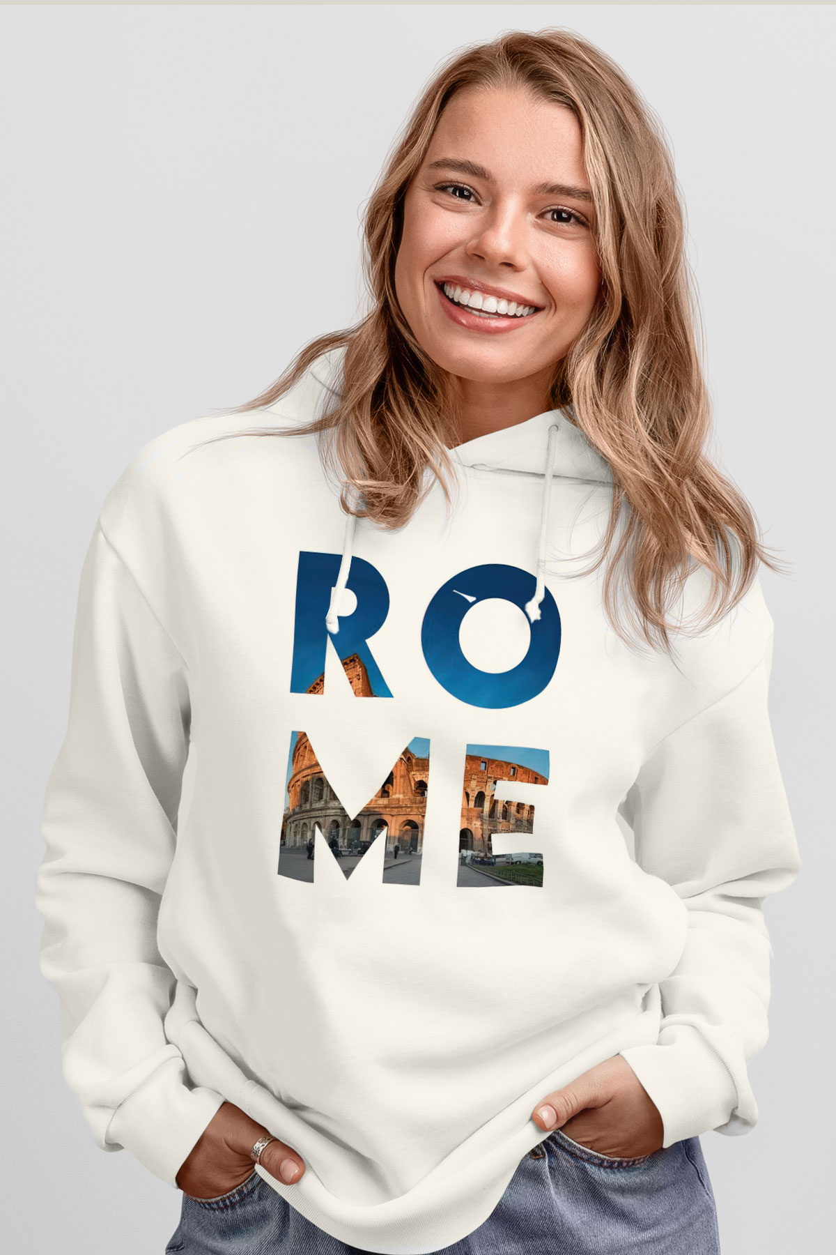 Kolezyum Beyaz Unisex Hoodie