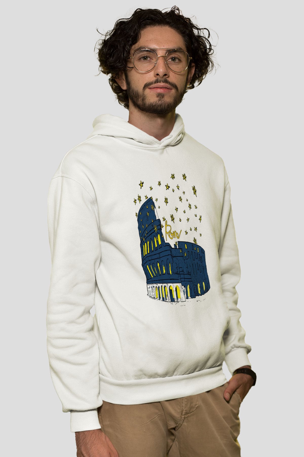 Kolezyum Beyaz Unisex Hoodie