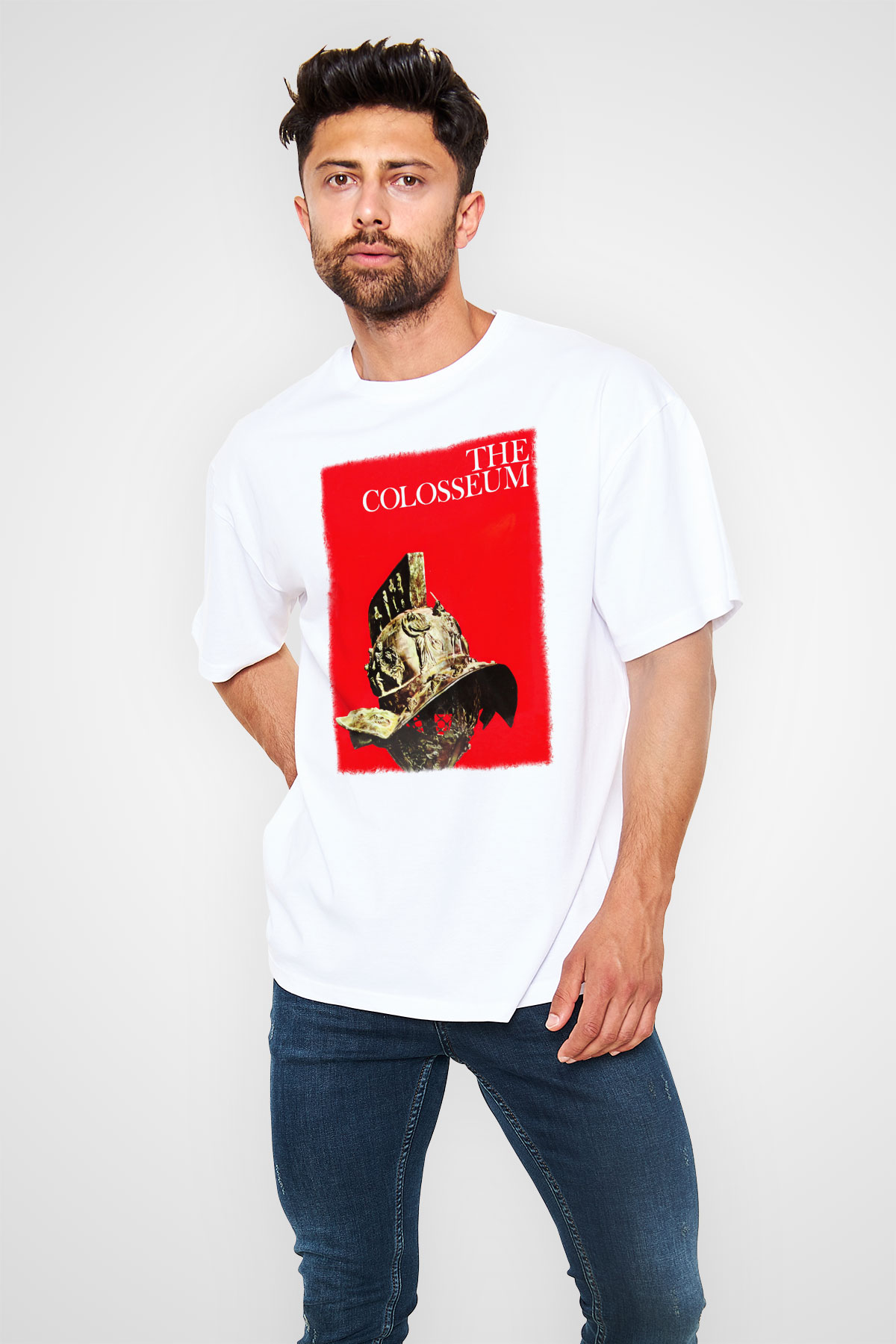 Kolezyum Beyaz Unisex Oversize Tişört T-Shirt