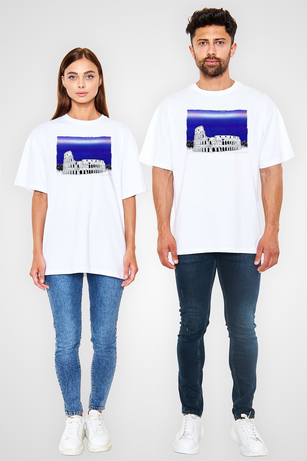 Kolezyum Beyaz Oversize Tişört Oversize T-shirt - TişörtFabrikası