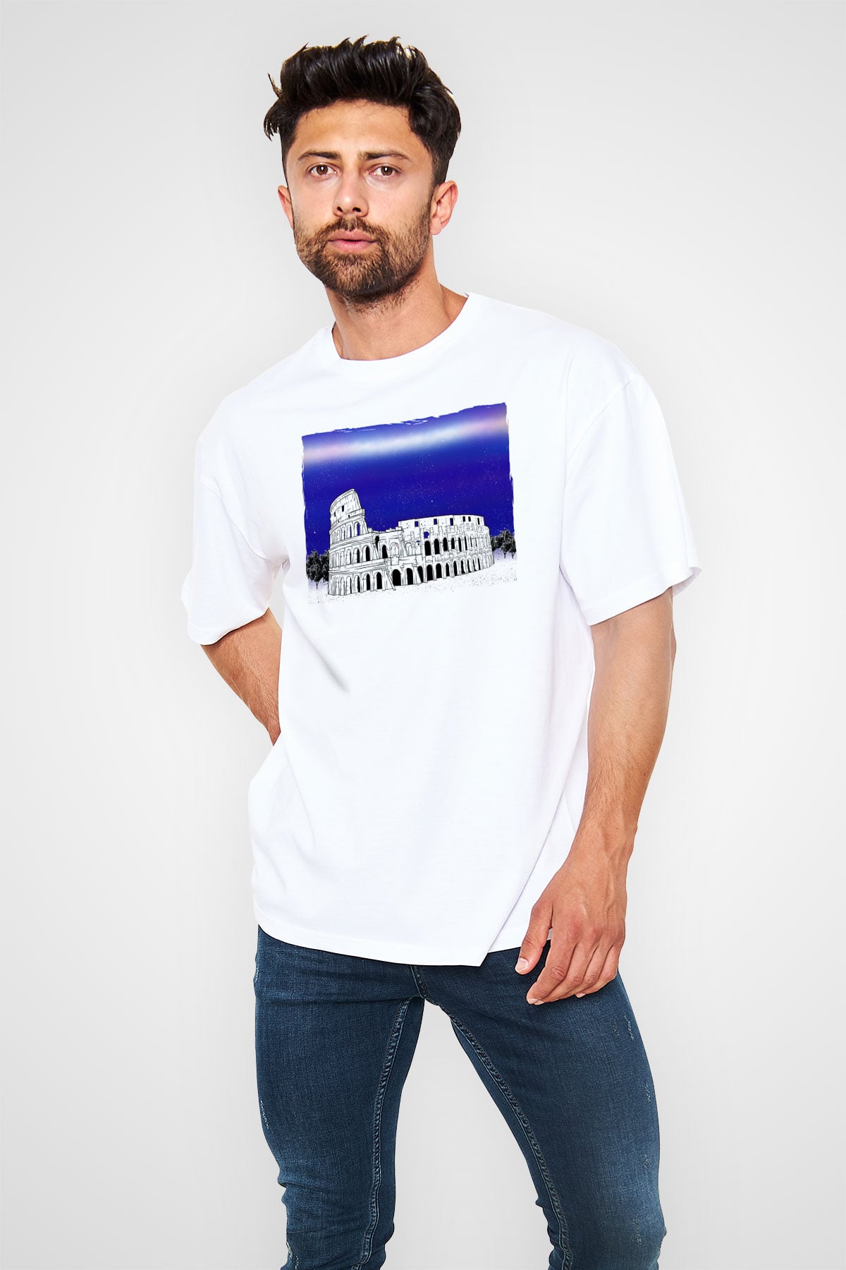 Kolezyum Beyaz Oversize Tişört Oversize T-shirt - TişörtFabrikası