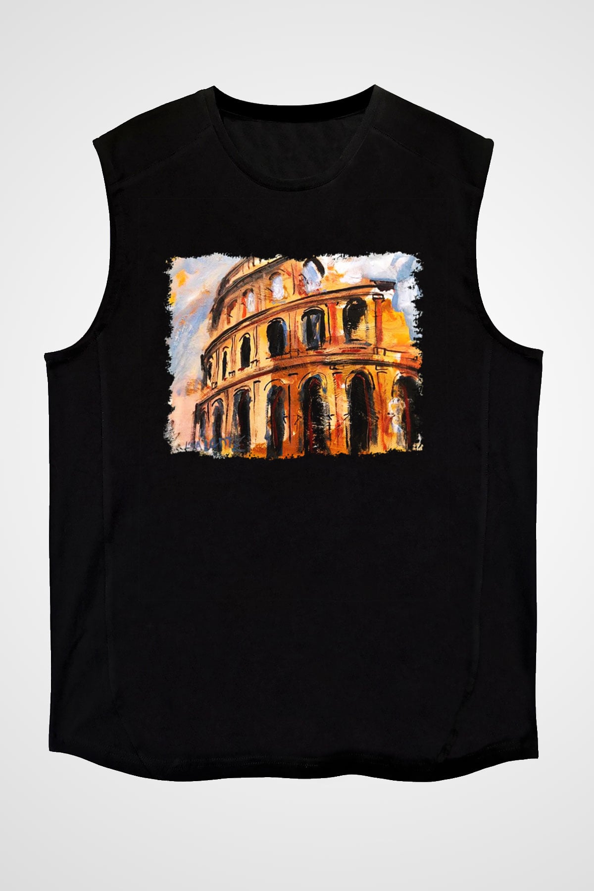 Kolezyum Siyah Unisex Kolsuz Tişört