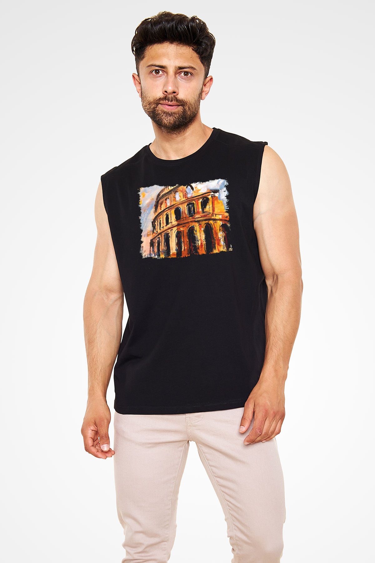 Kolezyum Siyah Unisex Kolsuz Tişört
