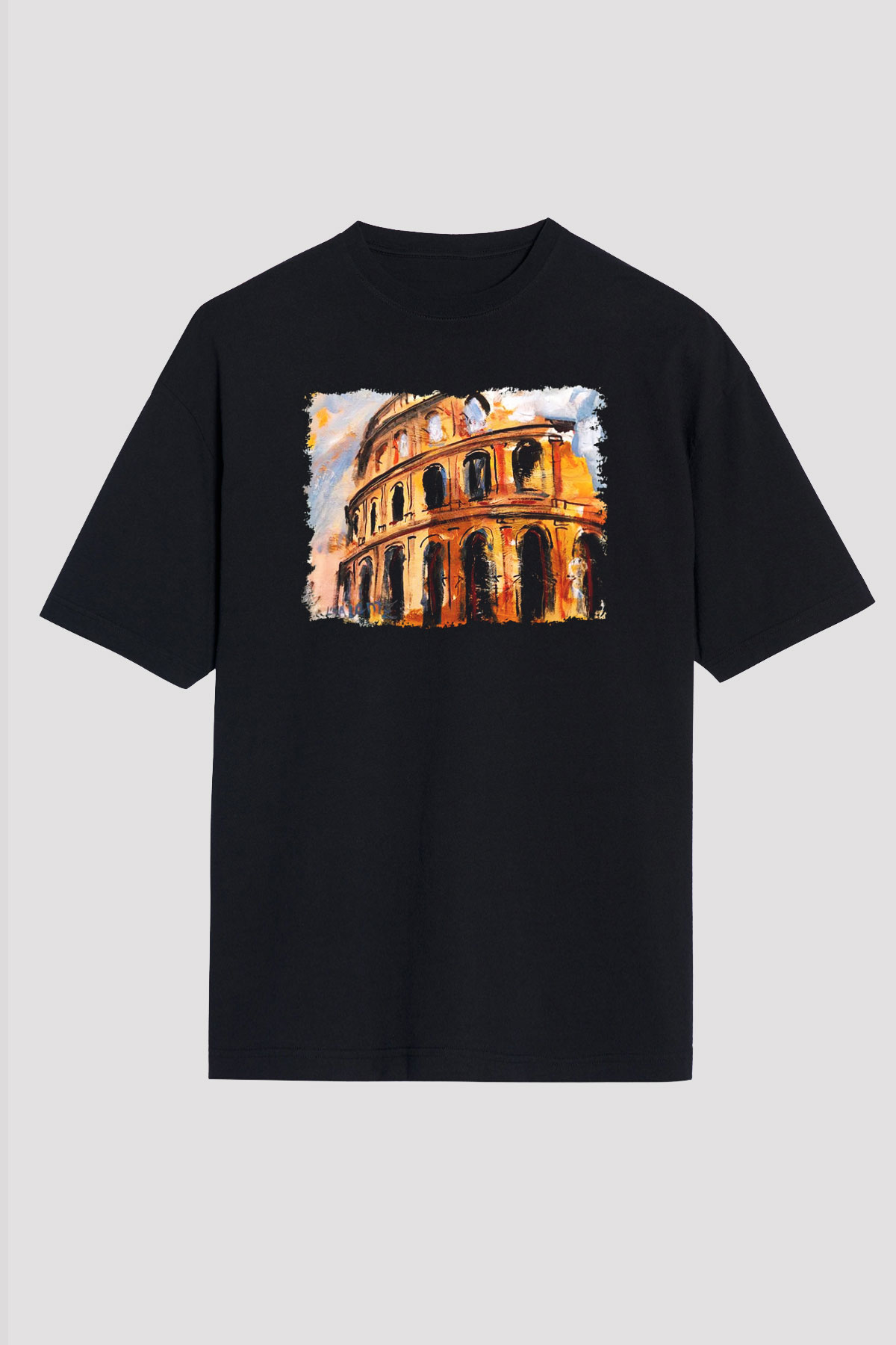 Kolezyum Siyah Unisex Oversize Tişört T-Shirt