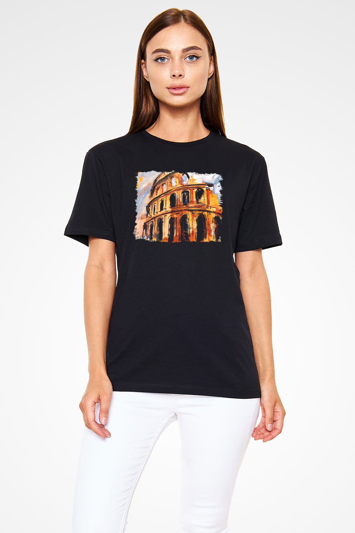 Kolezyum Siyah Unisex Tişört T-Shirt - TişörtFabrikası