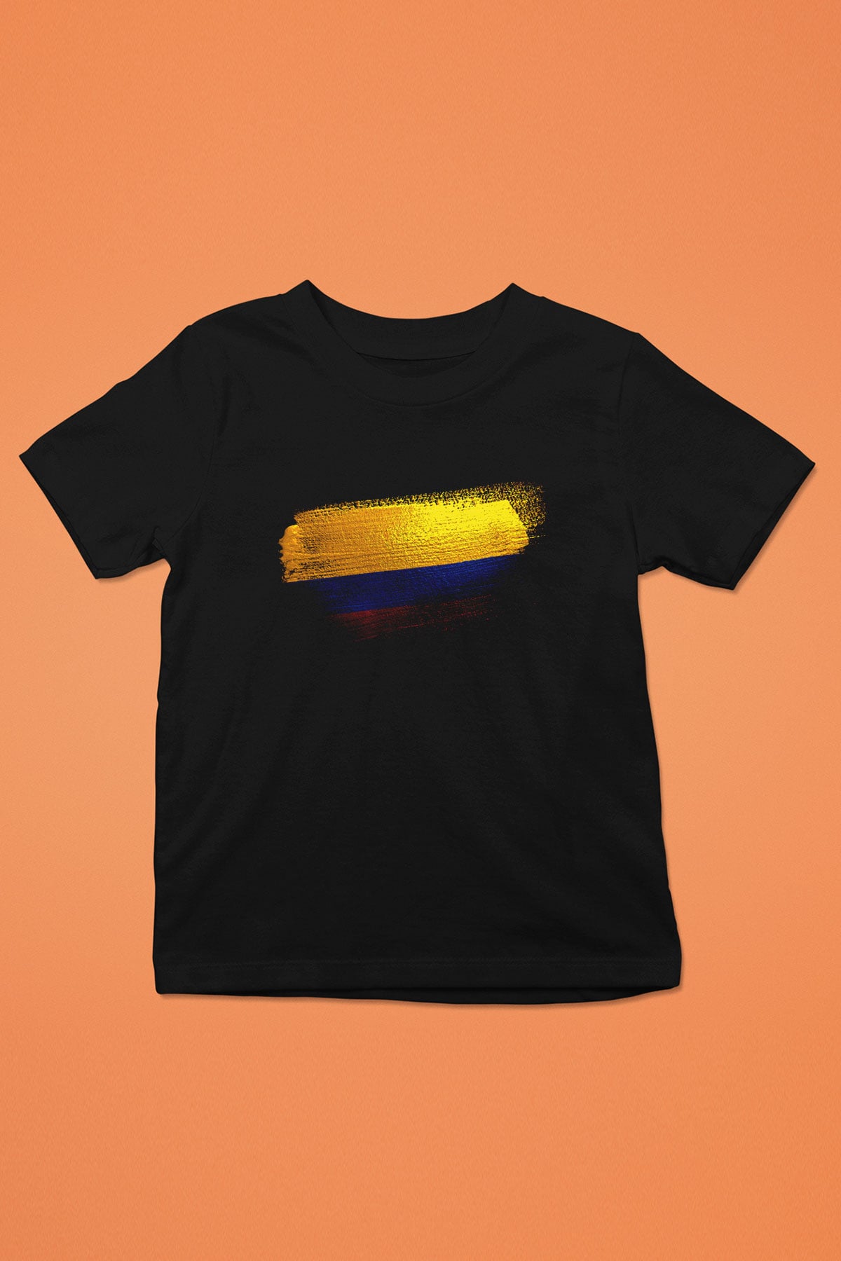 Kolombiya - Colombia Bayrağı Baskılı Unisex Siyah Çocuk Tişörtü