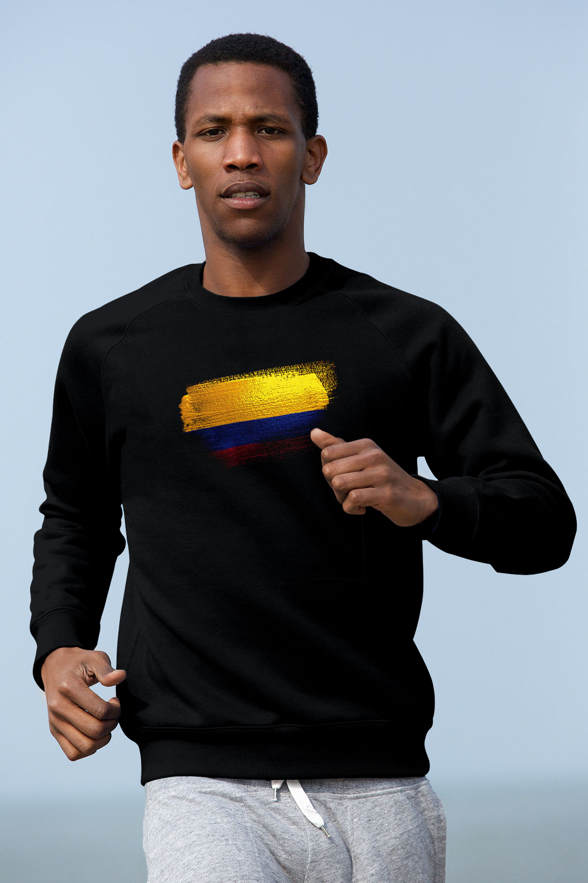 Kolombiya - Colombia Bayrağı Baskılı Unisex Siyah Sweatshirt