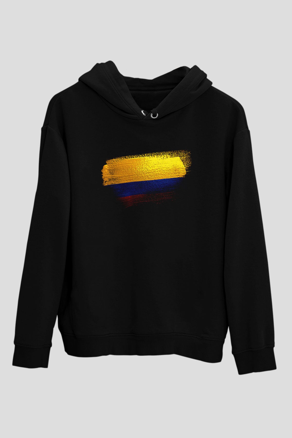 Kolombiya - Colombia Bayrağı Baskılı Unisex Siyah Kapüşonlu Sweatshirt