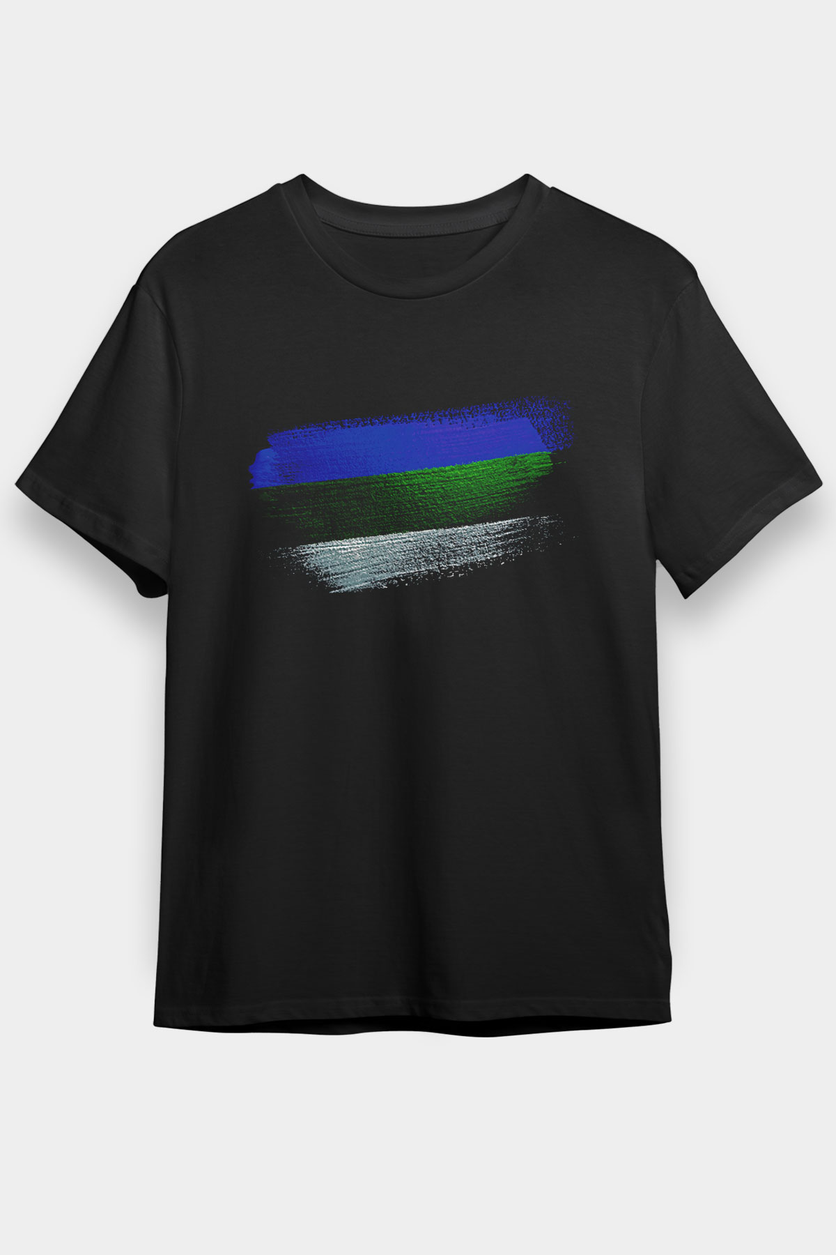 Komi Cumhuriyeti - Komi Republic Bayrağı Baskılı Unisex Siyah Tişört