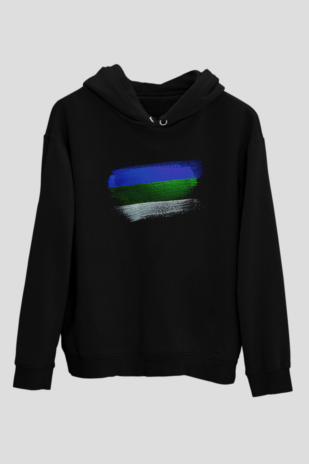 Komi Cumhuriyeti - Komi Republic Bayrağı Baskılı Unisex Siyah Kapüşonlu Sweatshirt