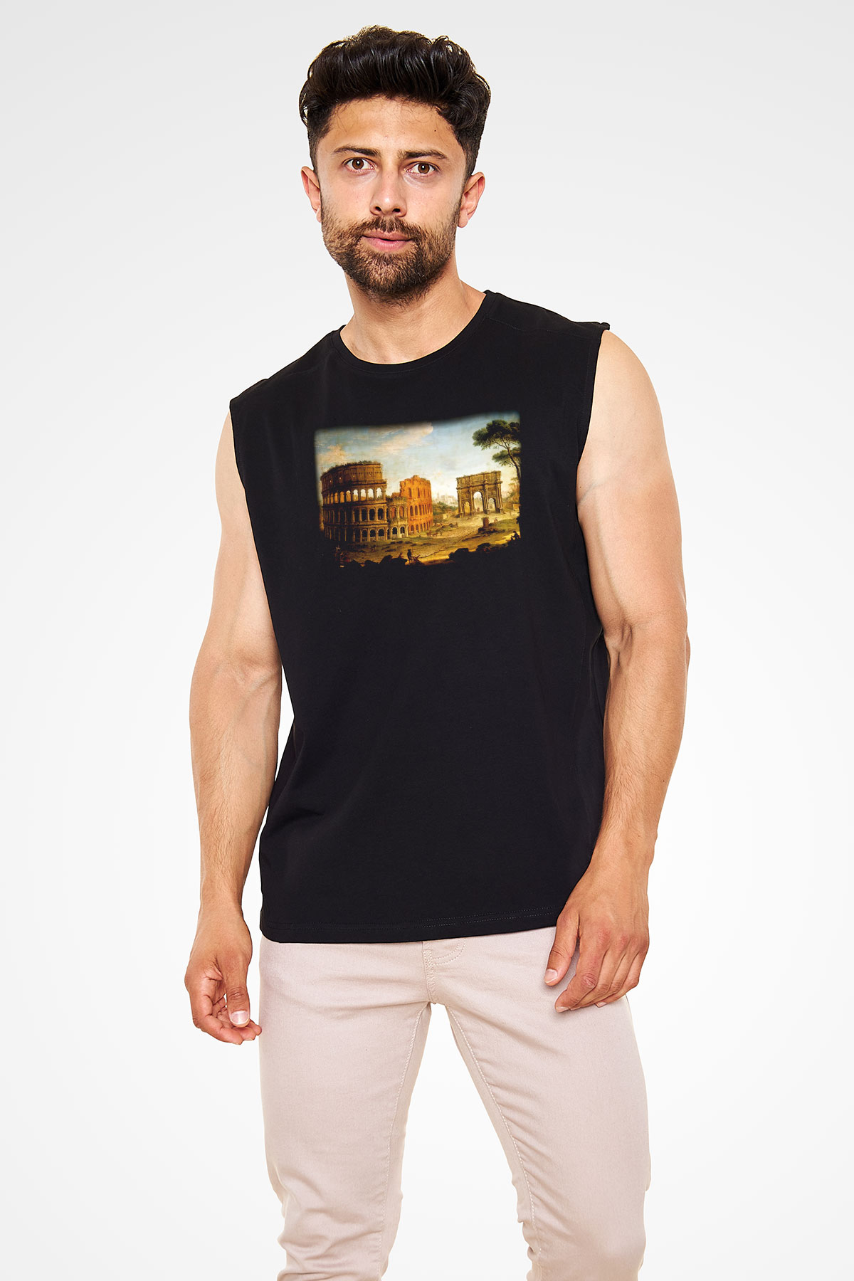 Konstantin takı Siyah Unisex Kolsuz Tişört