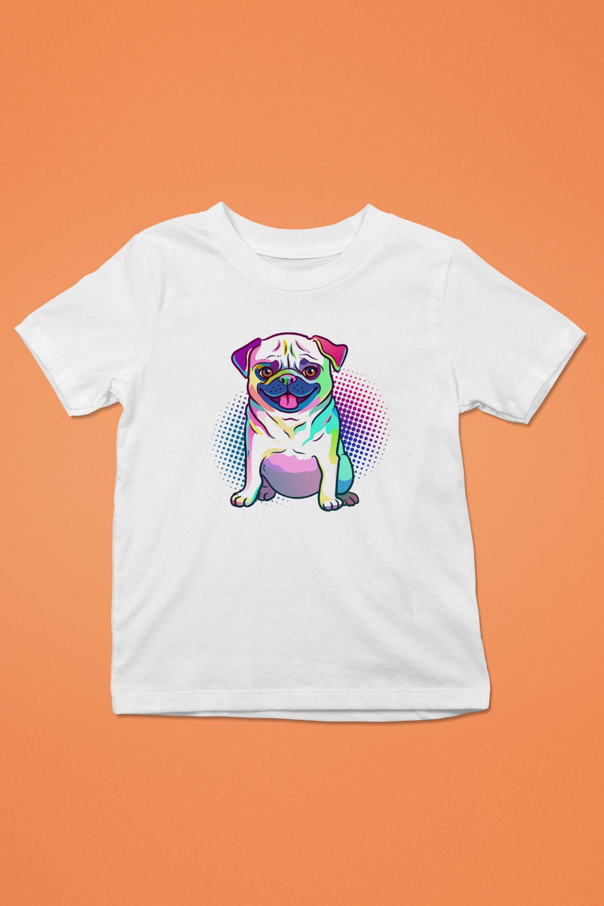 Köpek Baskılı Beyaz Unisex Çocuk Tişört